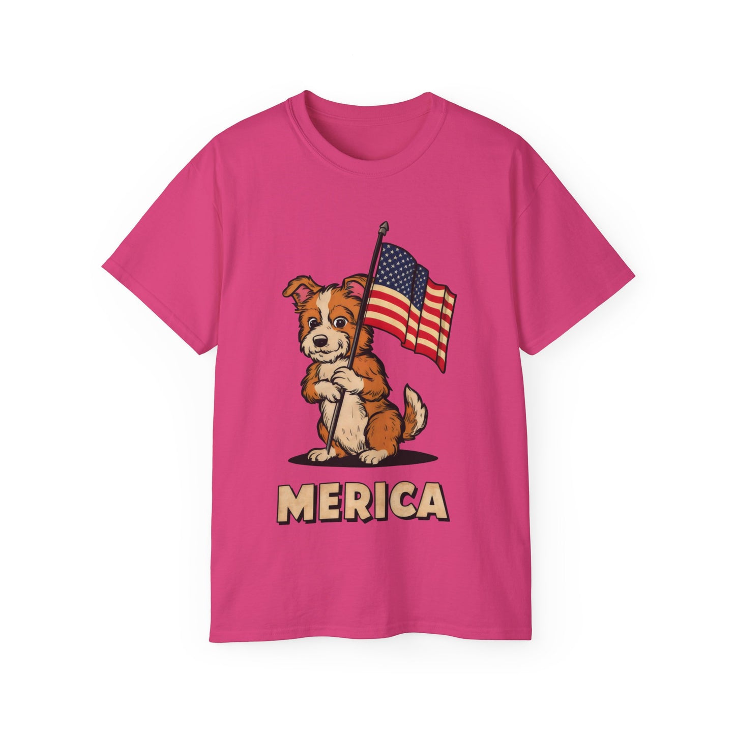 Cute Dog Cartoon Fourth of July Merica Organic T-Shirt