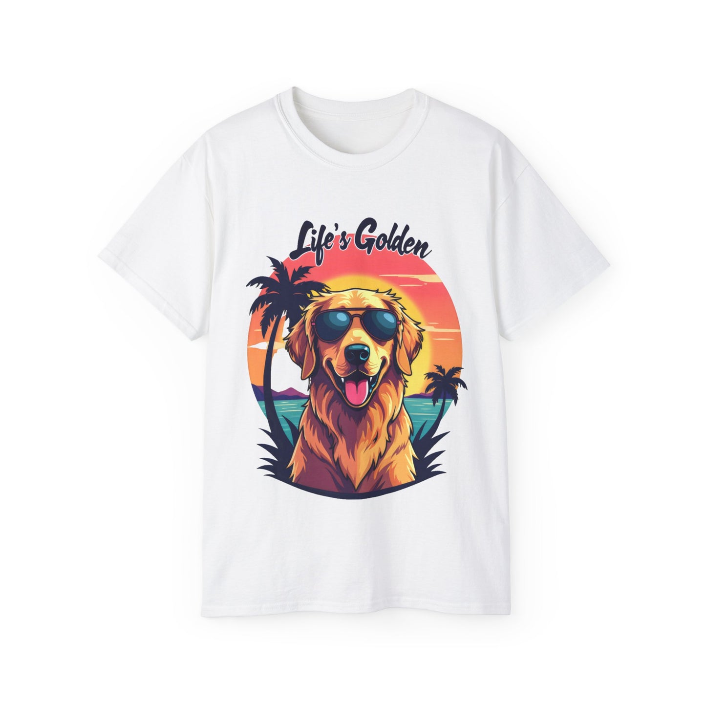 Cute Dog Cartoon Life's Golden Unisex Organic T-Shirt