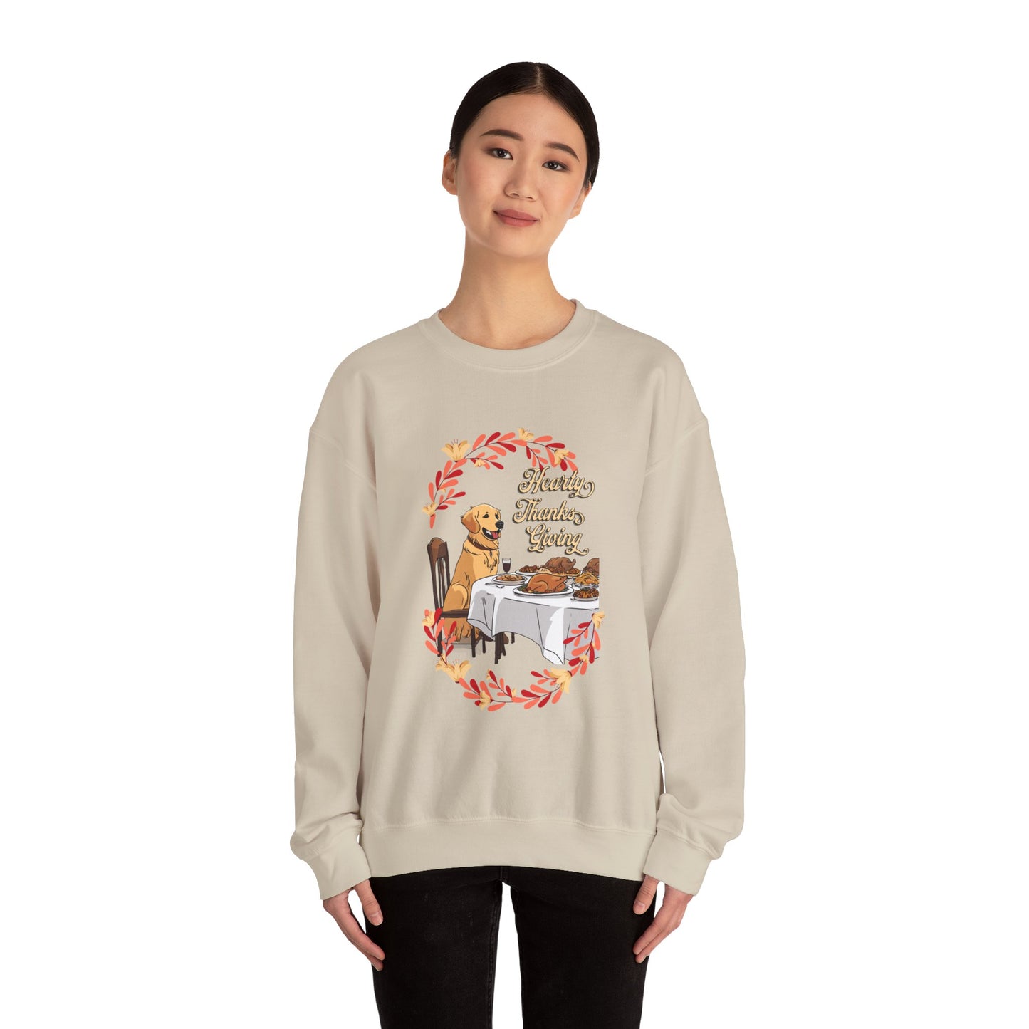 Golden Retriever Hearty Thanksgiving Unisex Crewneck Sweatshirt