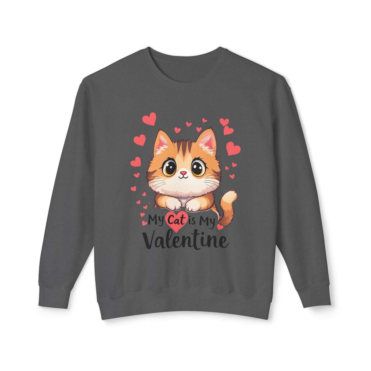 Cartoon Cat Valentine Crewneck Sweatshirt