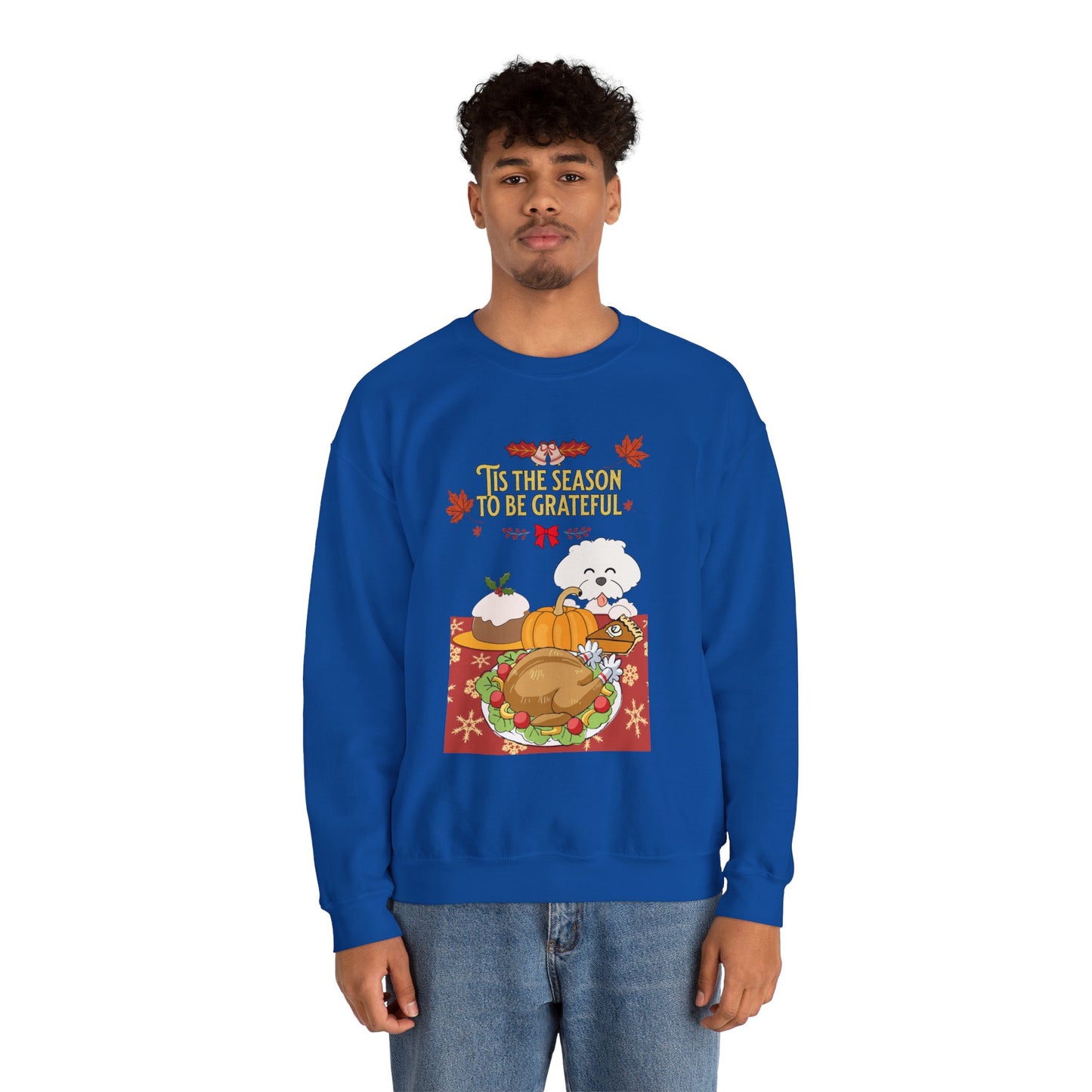 Tis the Season to be Grateful Thanksgiving Unisex Crewneck Sweatshirt