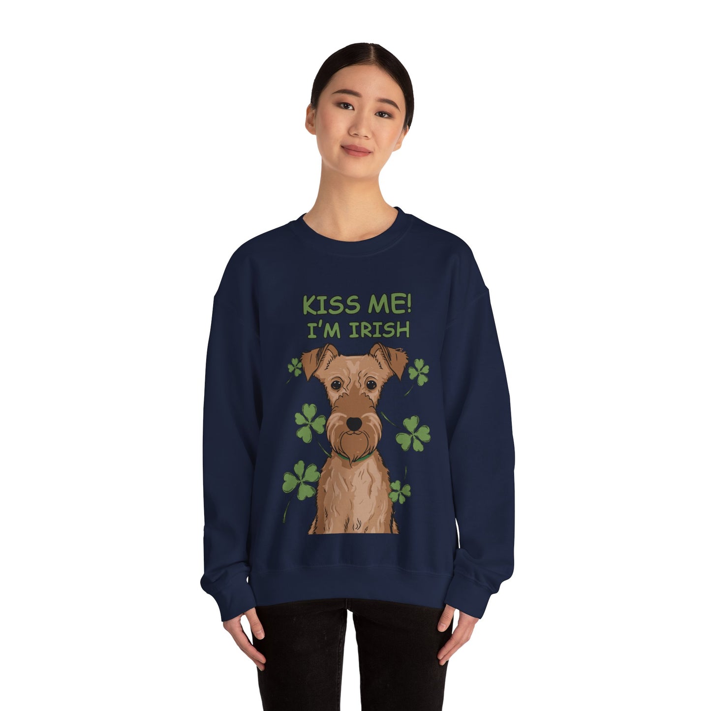 Cute Dog Cartoon St Patrick's Day Irish Terrier Crewneck Sweatshirt