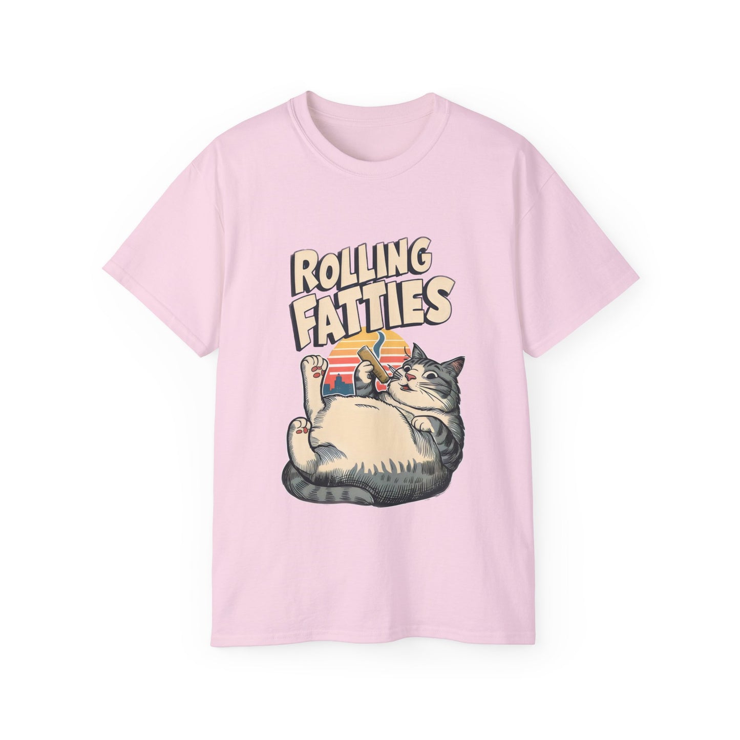 Cute Cat Cartoon Rolling Fatties Unisex Organic T-Shirt