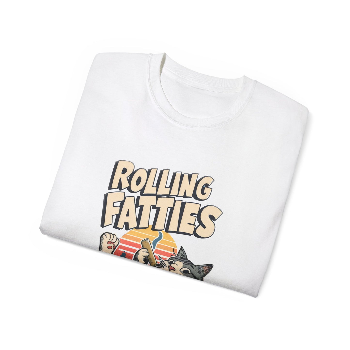 Cute Cat Cartoon Rolling Fatties Unisex Organic T-Shirt