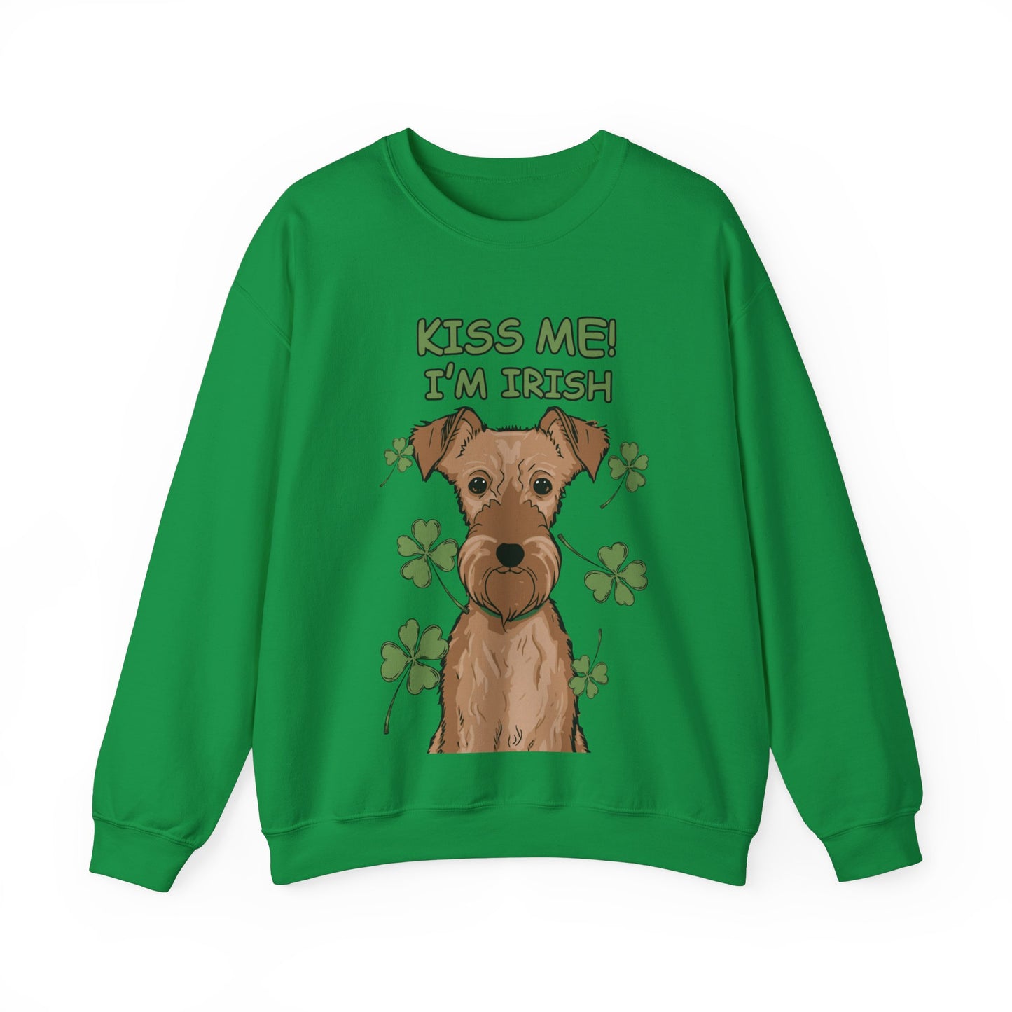 Cute Dog Cartoon St Patrick's Day Irish Terrier Crewneck Sweatshirt