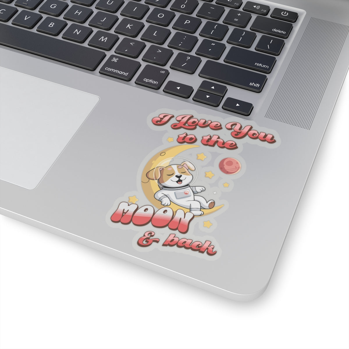 Dog Cartoon I Love You to the Moon and Back Kiss-Cut Sticker