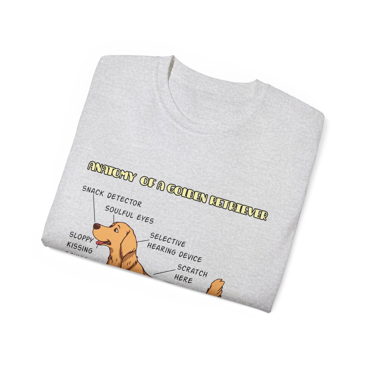 Dog Anatomy Unisex Tee - Cute Golden Retriever Cartoon Design