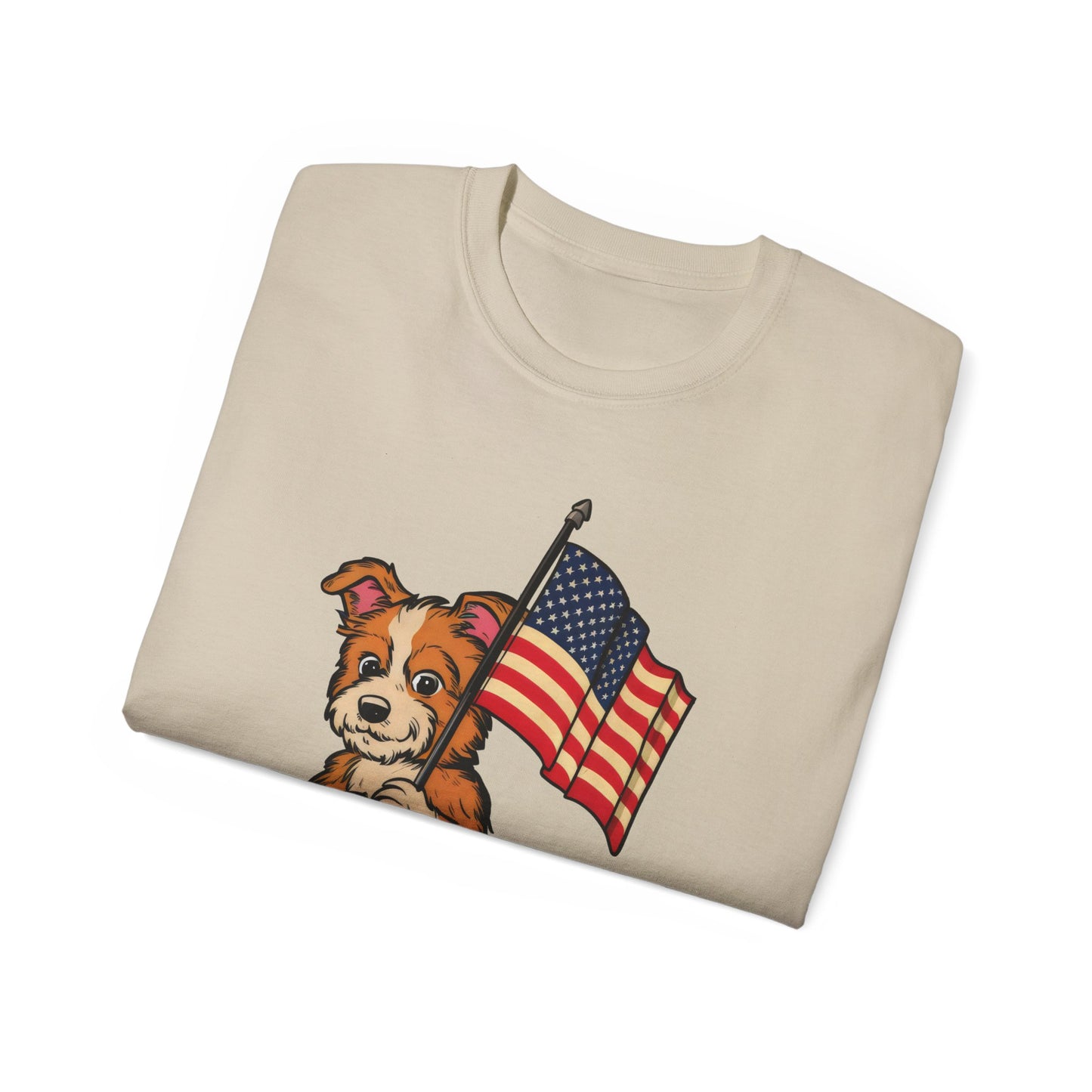 Cute Dog Cartoon Fourth of July Merica Organic T-Shirt