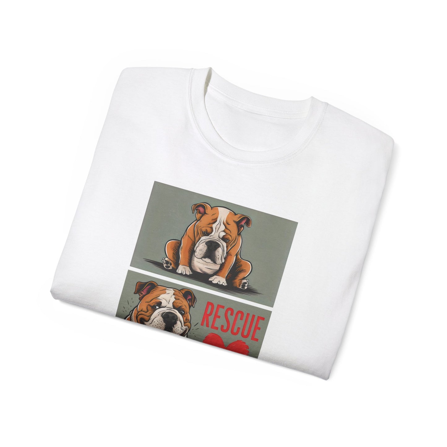 Cute Cartoon Bulldog Rescue Adopt Don't Shop Organic T-Shirt