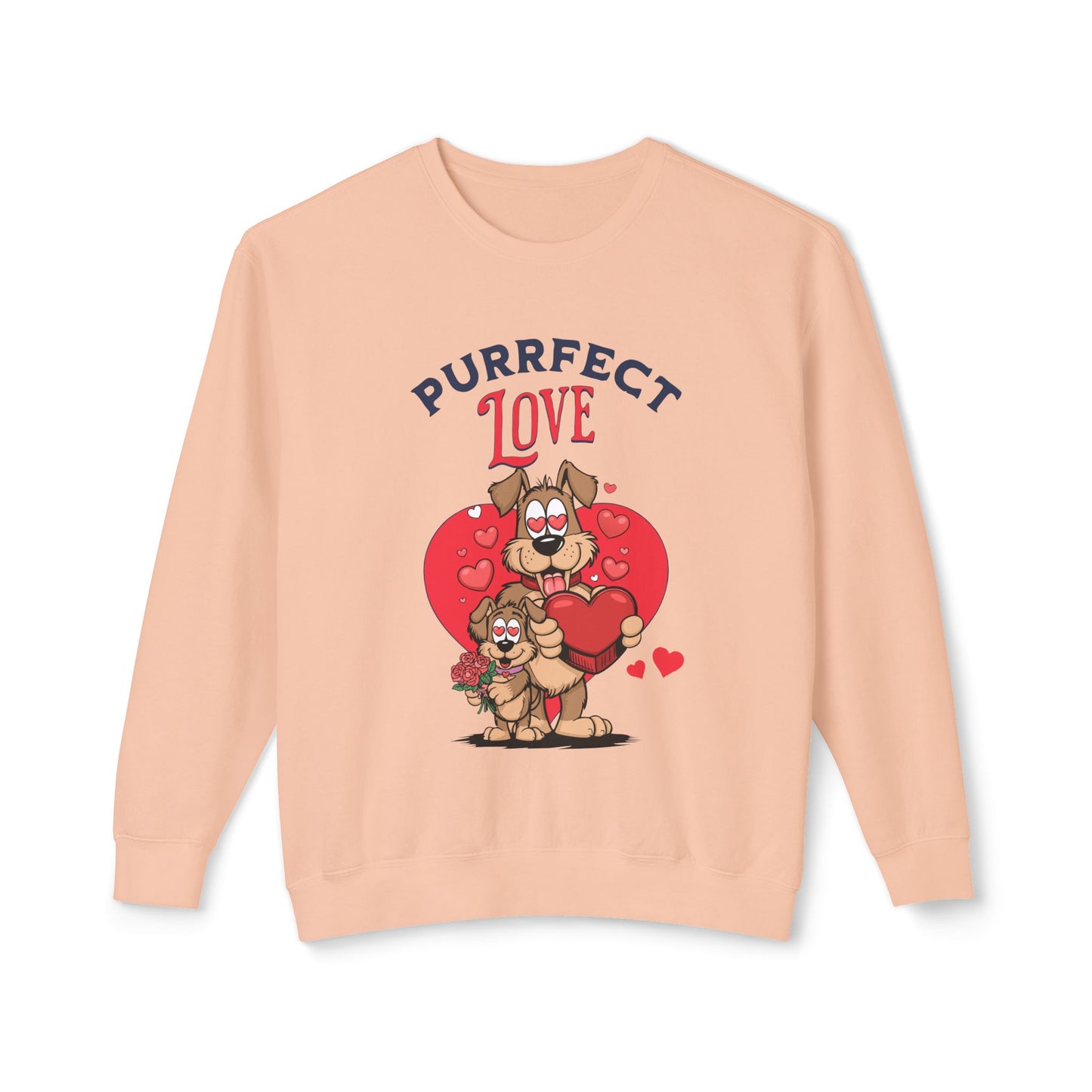 Cute Dog Cartoon Purrfect Love Valentine's Day Crewneck Sweatshirt