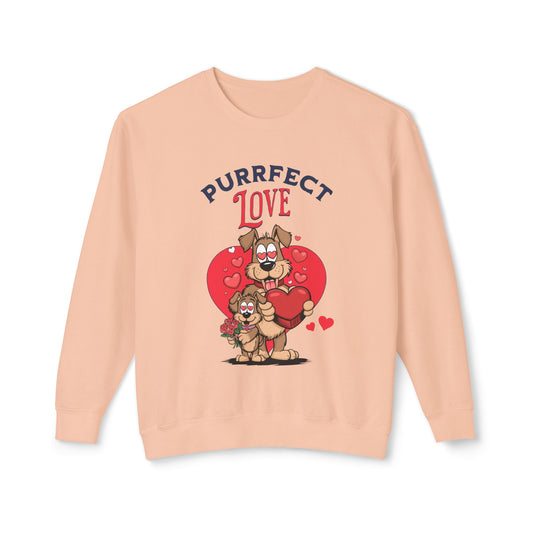 Cute Dog Cartoon Purrfect Love Valentine's Day Crewneck Sweatshirt