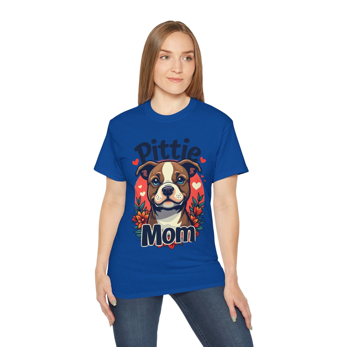 Cute Dog Cartoon Pittie Mom Organic T-Shirt