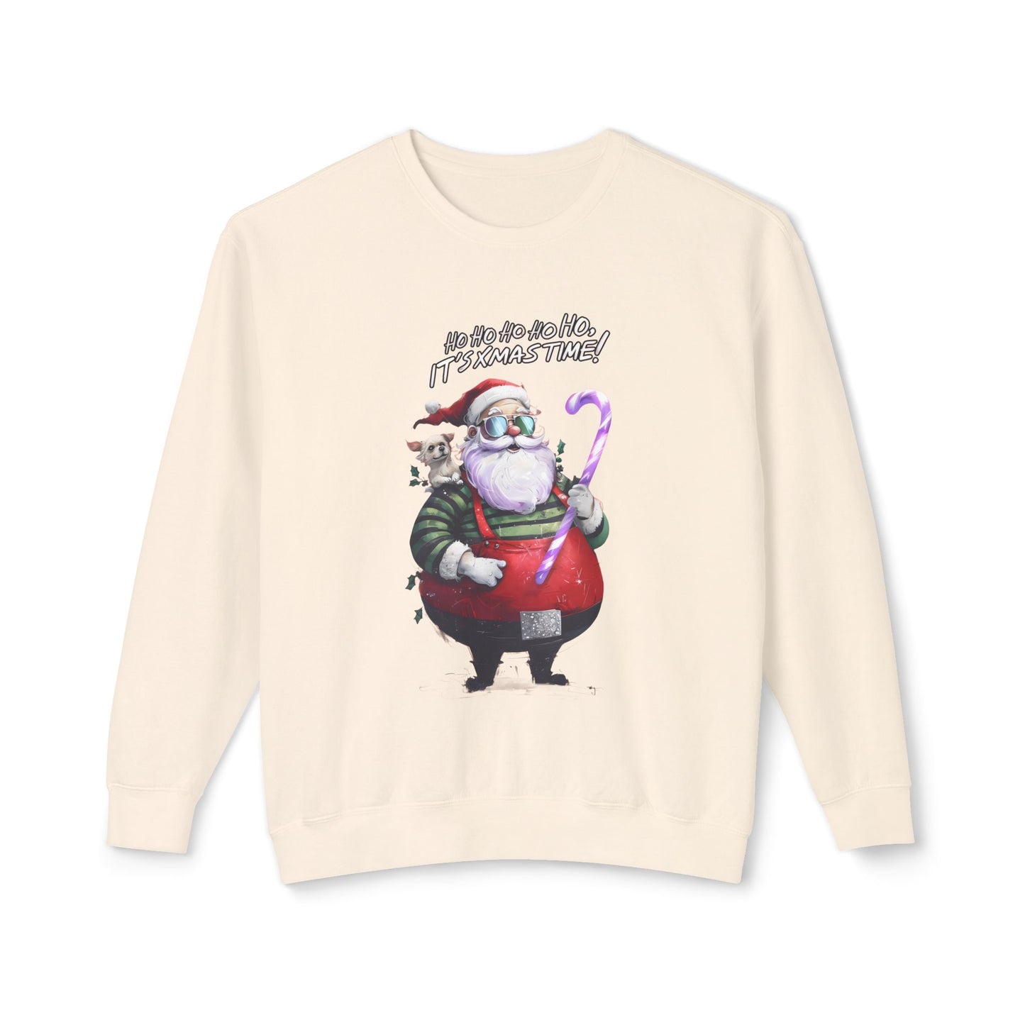 Cute Cartoon Santa and Dog Christmas Crewneck Sweatshirt