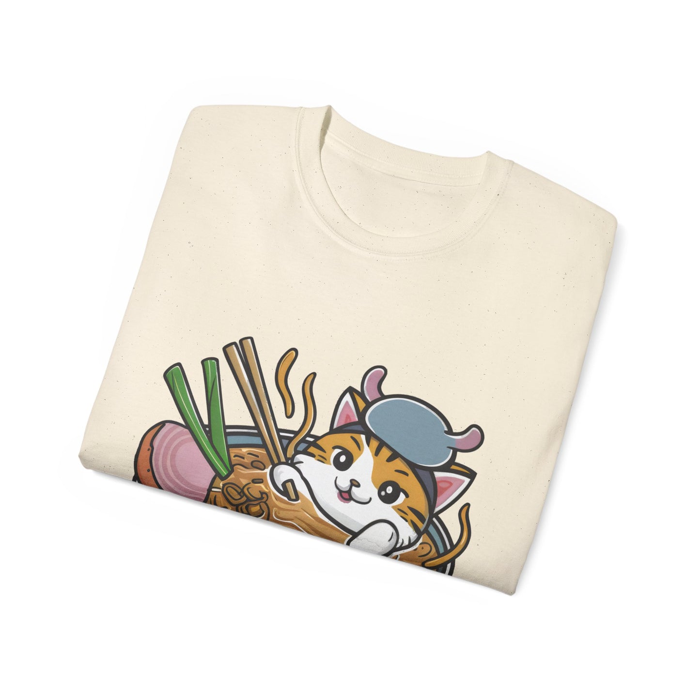 Cute Cartoon Cat Ramen Unisex Organic T-Shirt