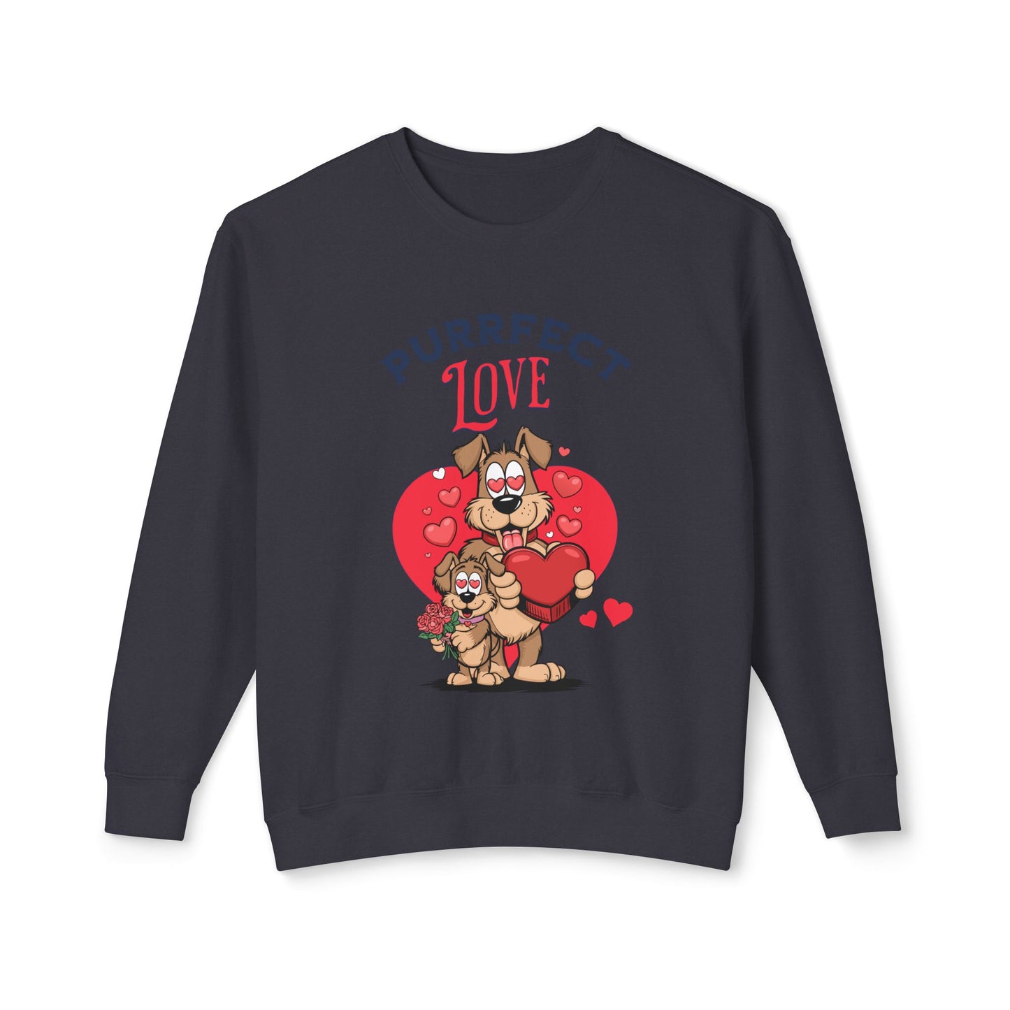 Cute Dog Cartoon Purrfect Love Valentine's Day Crewneck Sweatshirt