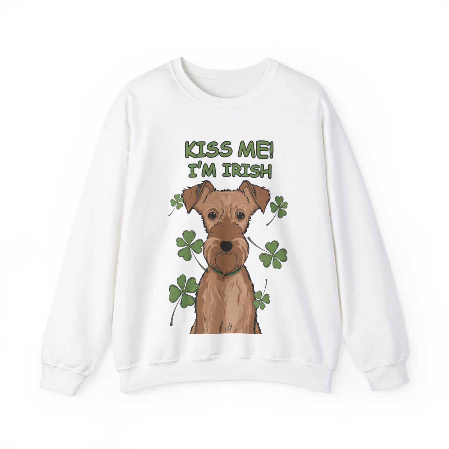 Cute Dog Cartoon St Patrick's Day Irish Terrier Crewneck Sweatshirt