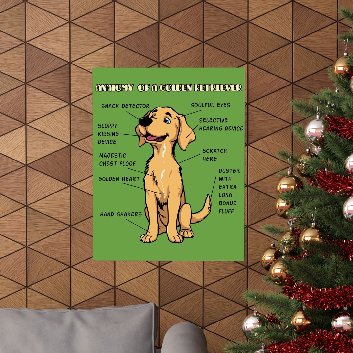 Cute Cartoon Anatomy of a Golden Retriever Posters