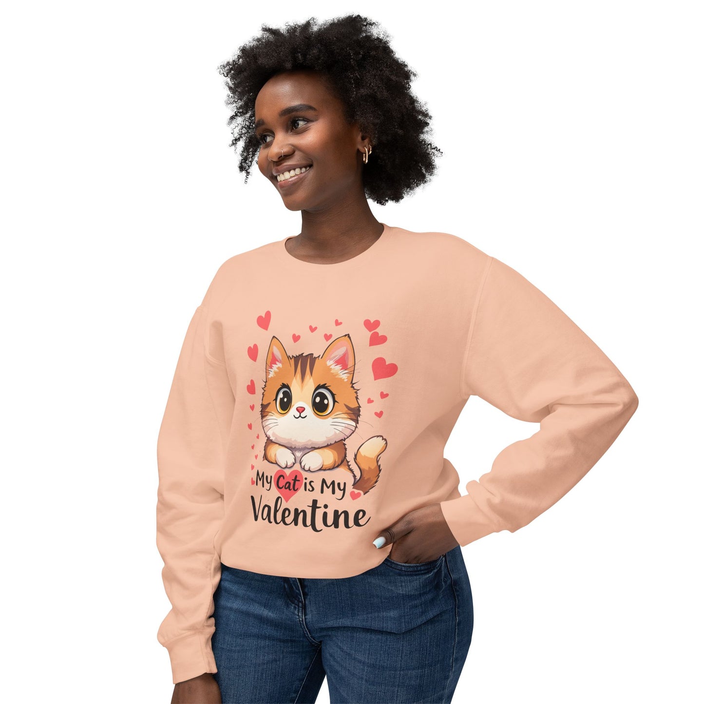 Cartoon Cat Valentine Crewneck Sweatshirt