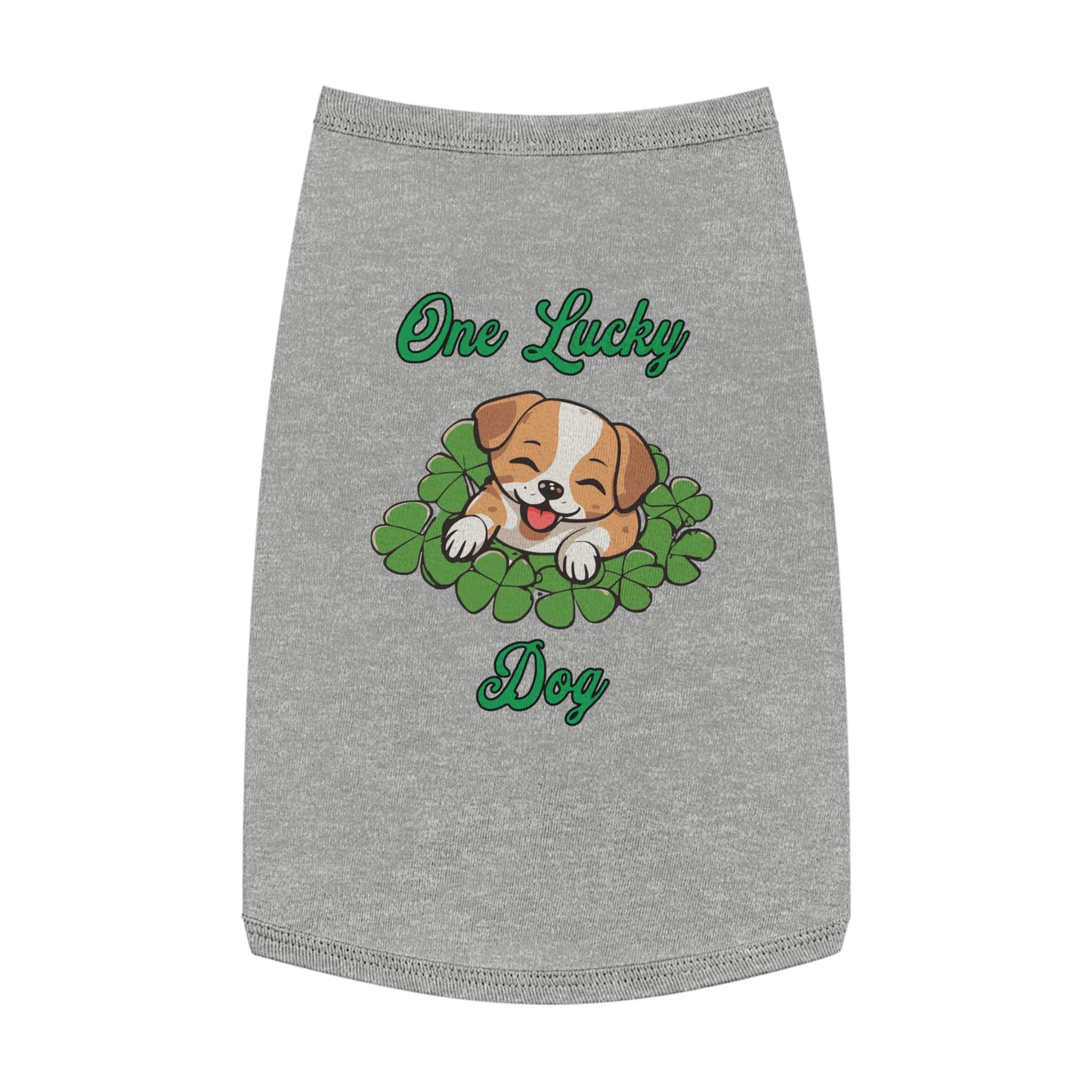 Cute St Patrick's Day One Lucky Dog Cartoon Pet Tank Top