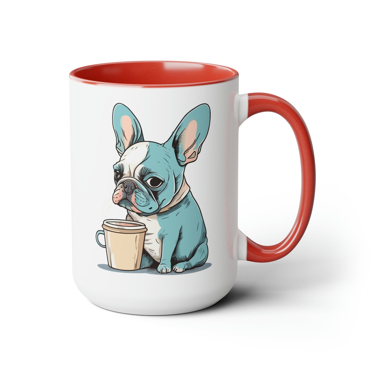 Cute Dog Drinking Coffee Meme Two-Tone Coffee Mugs, 15oz