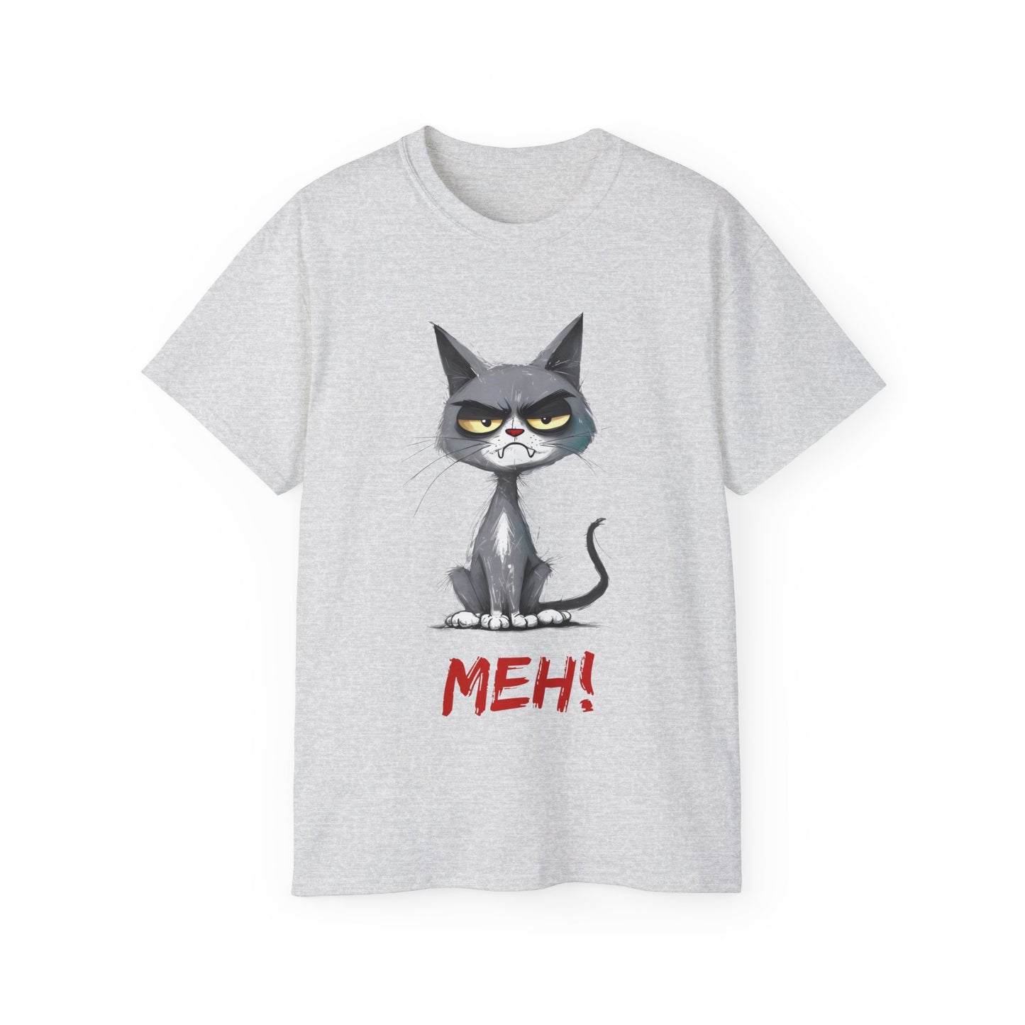 Cute Funny Cartoon Meh Cat Meme Unisex Tee