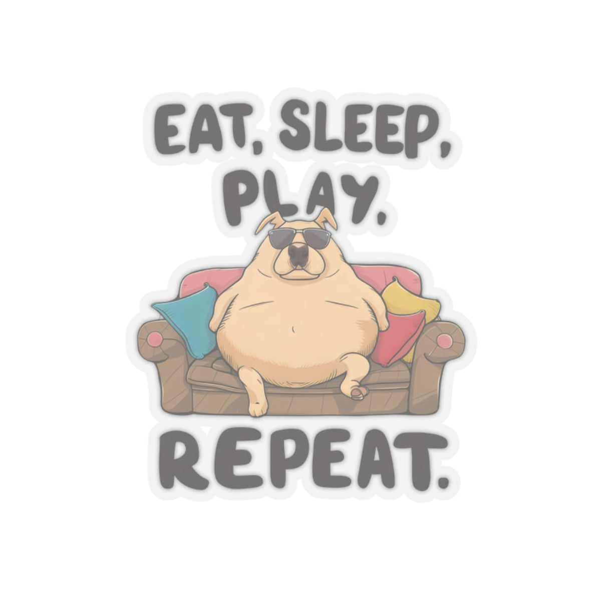 Cute Funny Dog Cartoon Eat Sleep Play Repeat Meme Kiss-cut Stickers