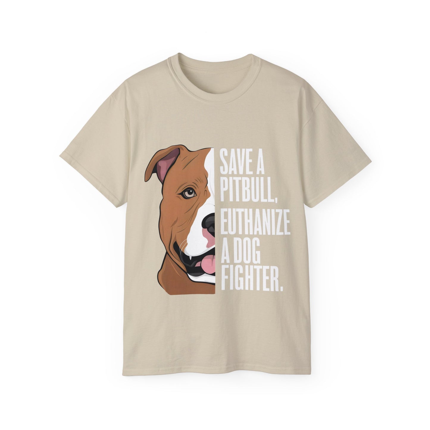 Cute Cartoon Save a Pitbull Euthanize a Dog Fighter Unisex Organic T-Shirt