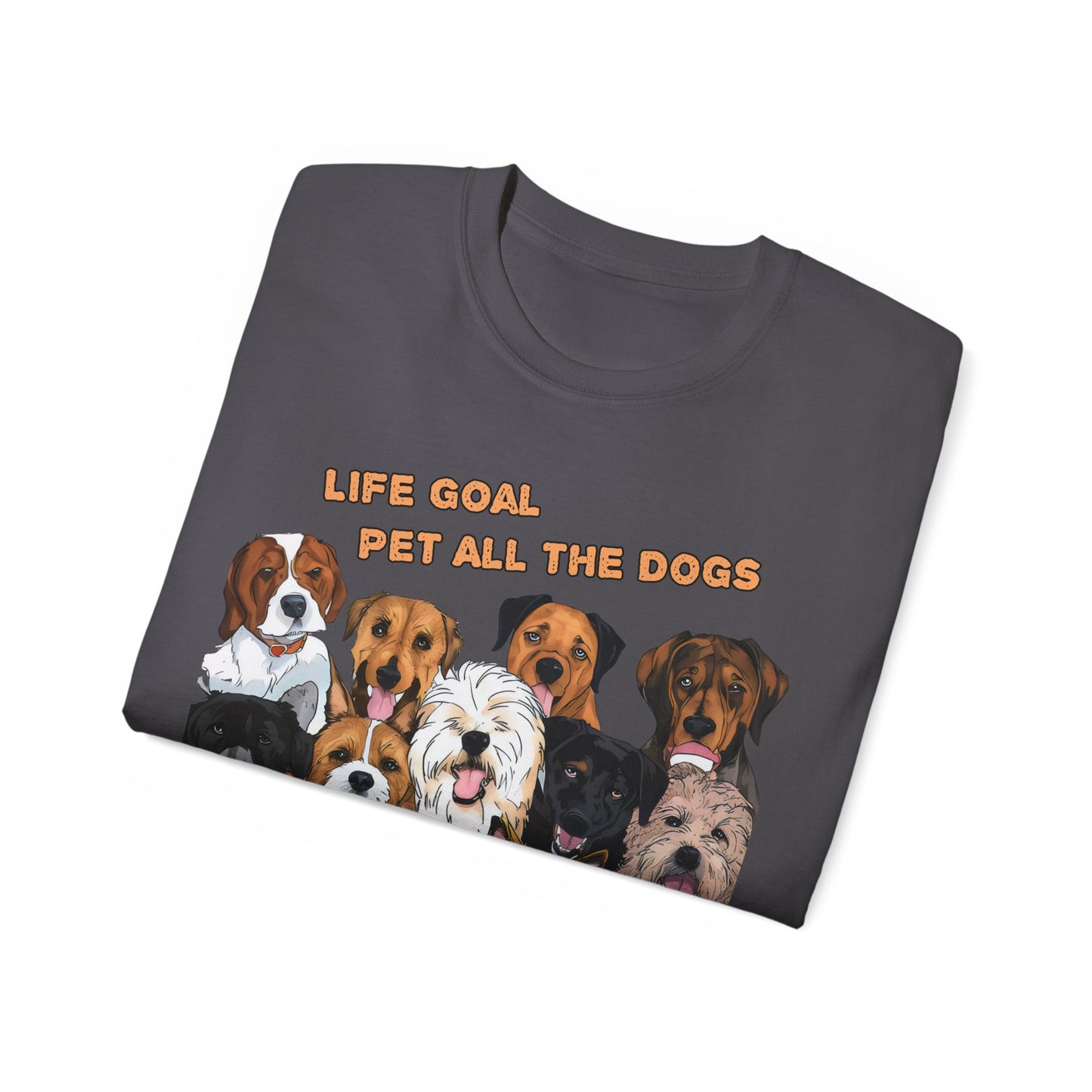 Cute Dog Cartoon Life Goal Pet All the Dogs Unisex Organic T-Shirt