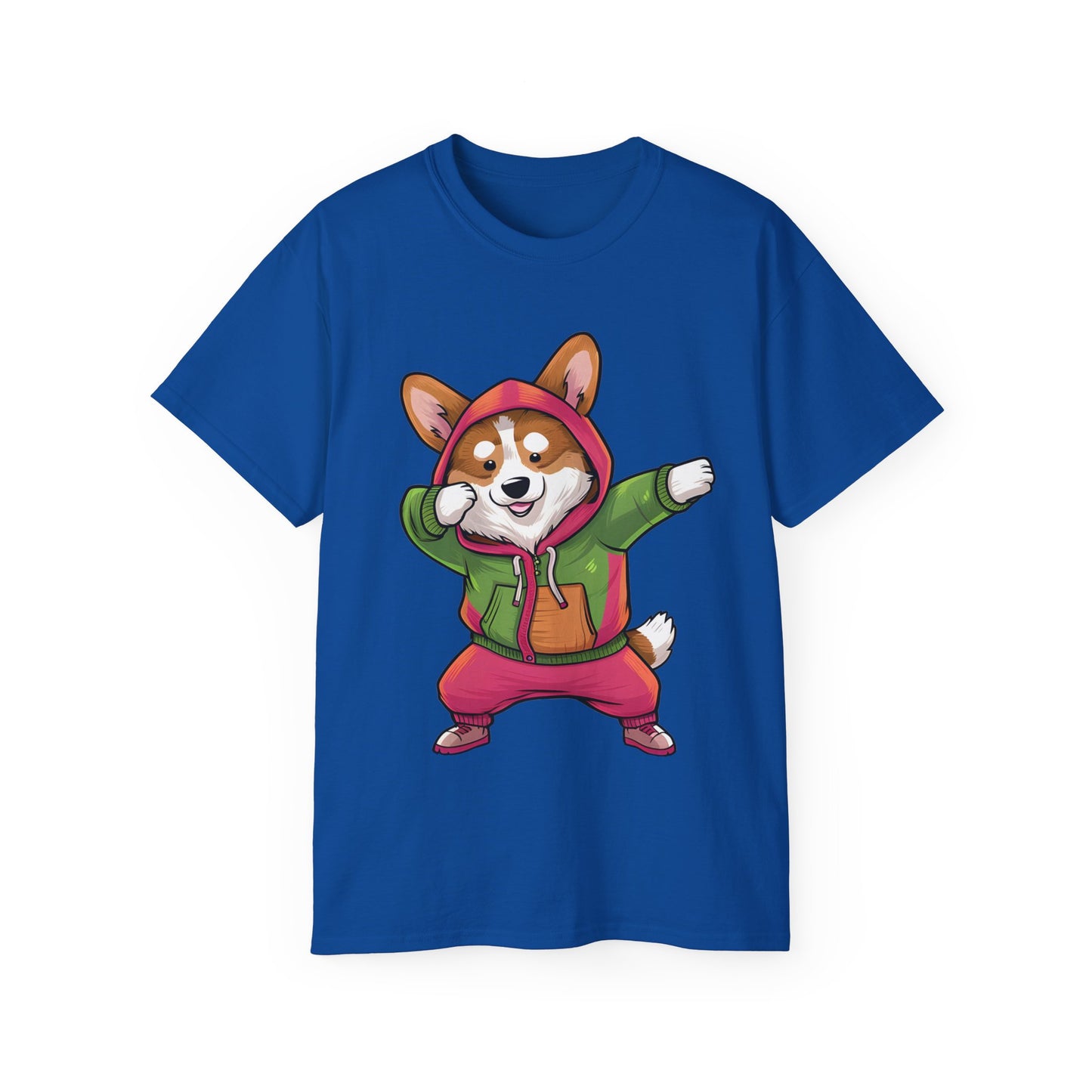 Cute Dog Cartoon Corgi Dabbing Meme Unisex Organic T-Shirt