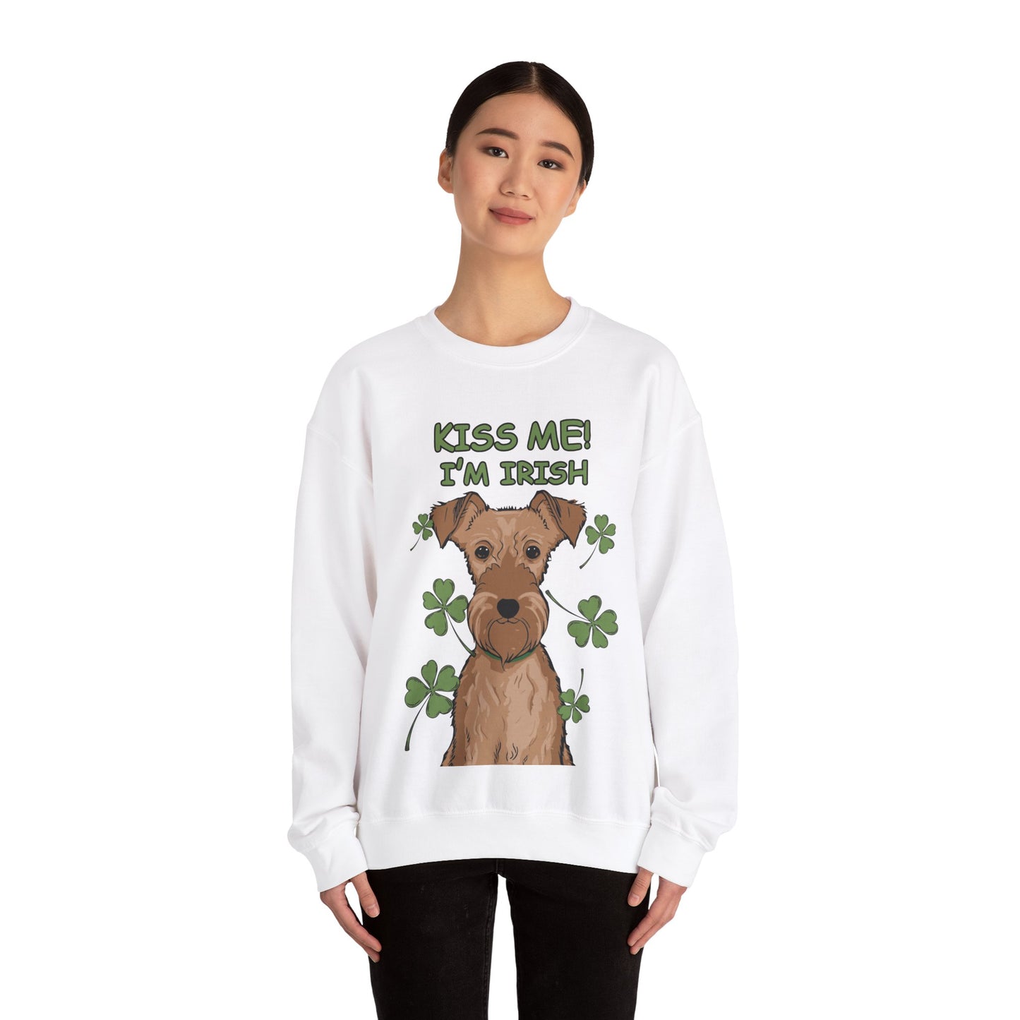 Cute Dog Cartoon St Patrick's Day Irish Terrier Crewneck Sweatshirt