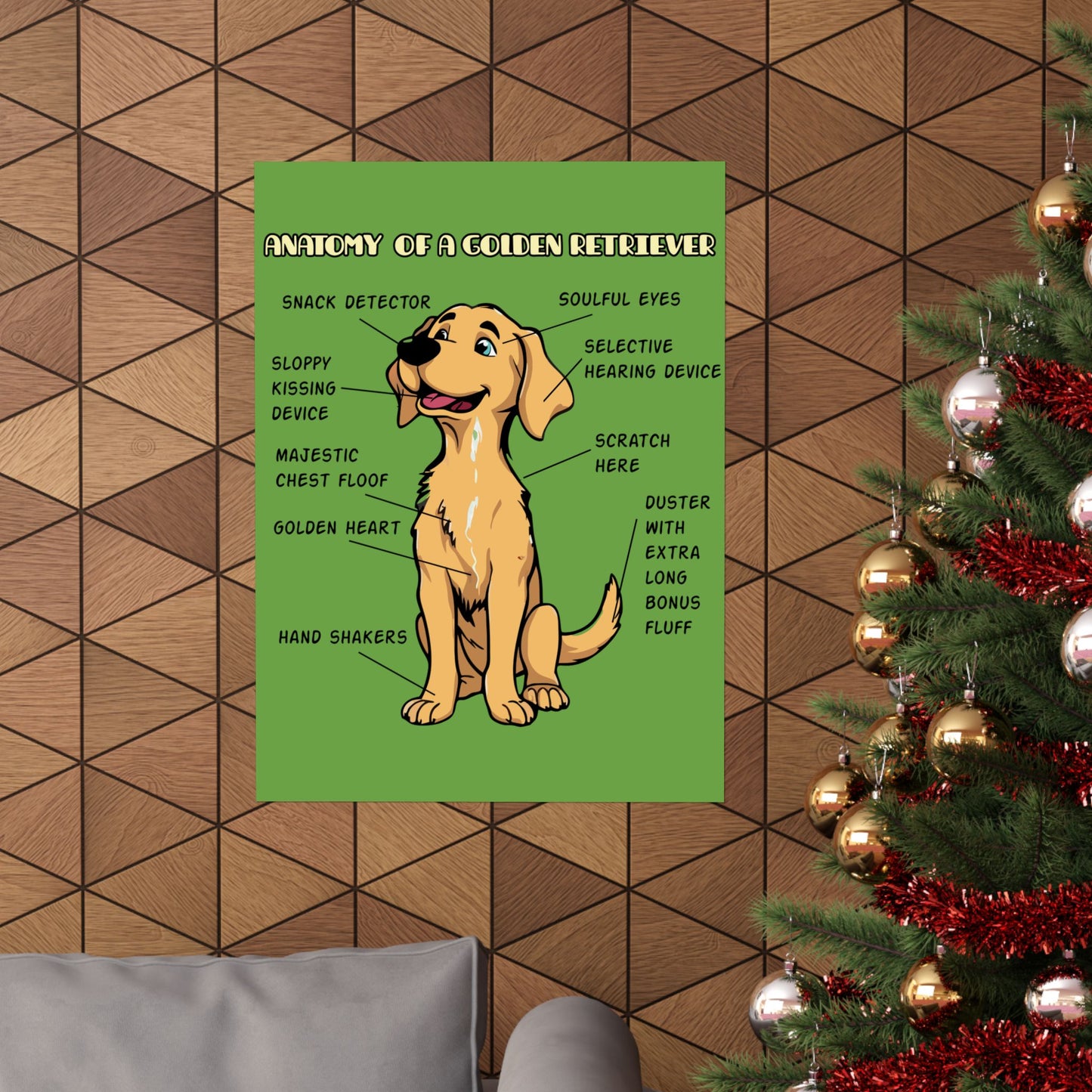 Cute Cartoon Anatomy of a Golden Retriever Posters