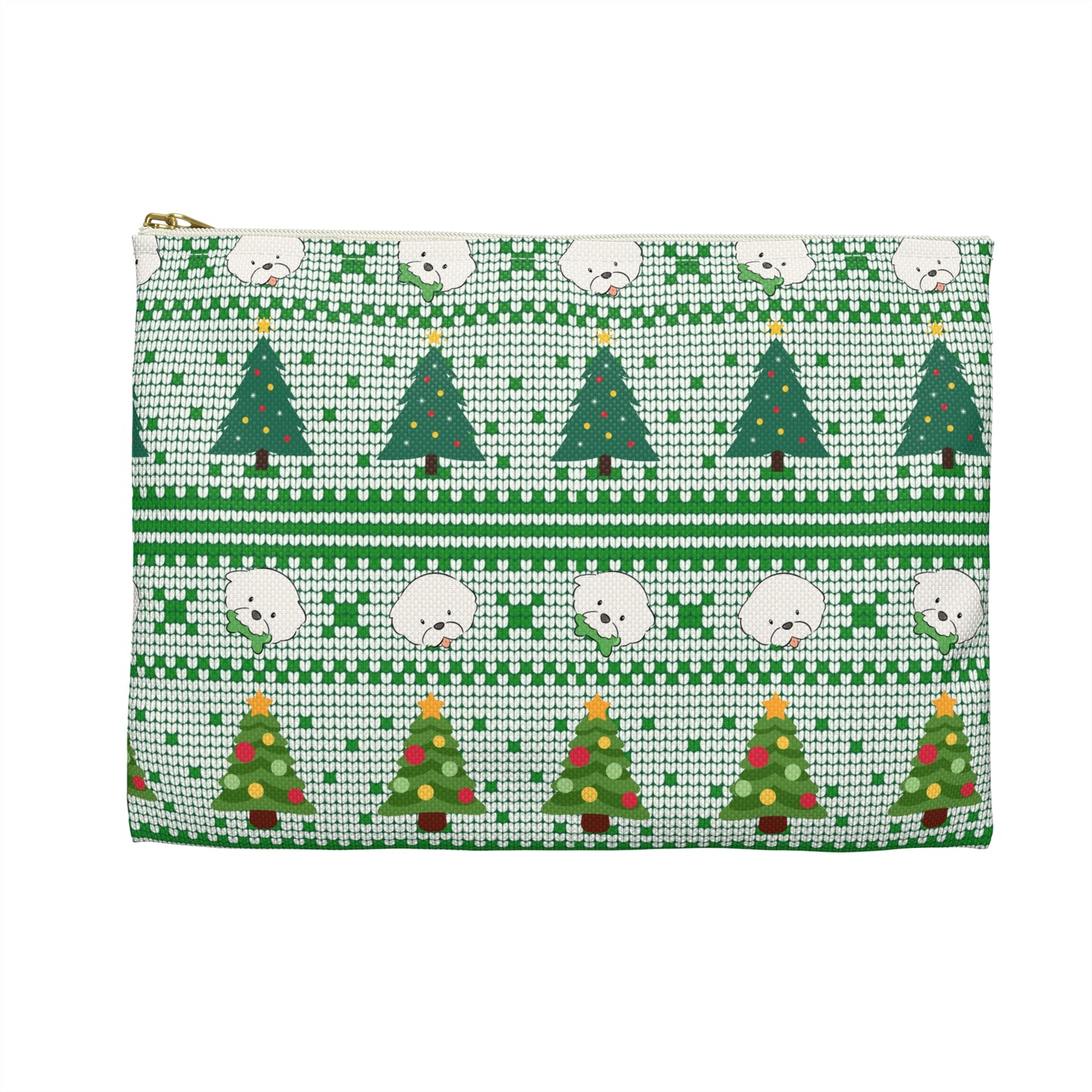 Cheeky Bichon Cute Christmas Dog Knit Pattern Accessory Pouch