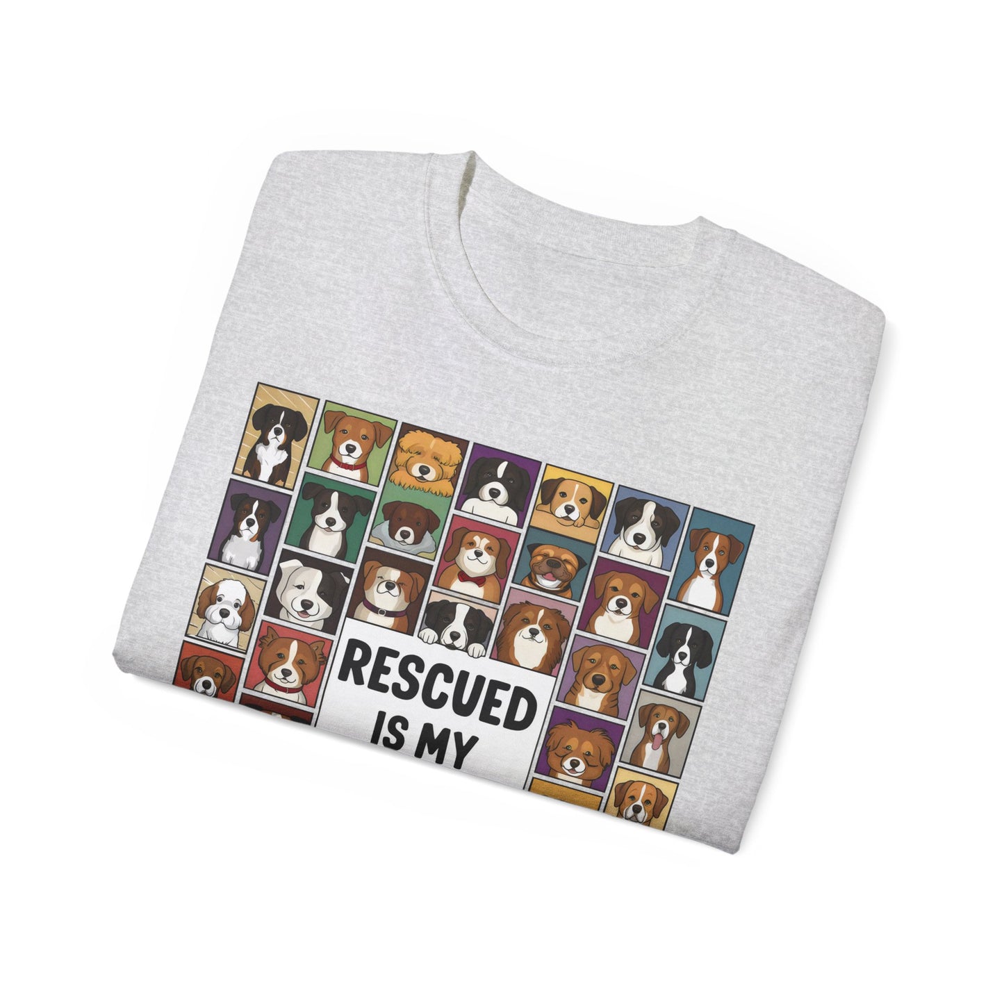 Cute Dog Cartoon Rescued is My Favorite Breed Unisex Organic T-Shirt