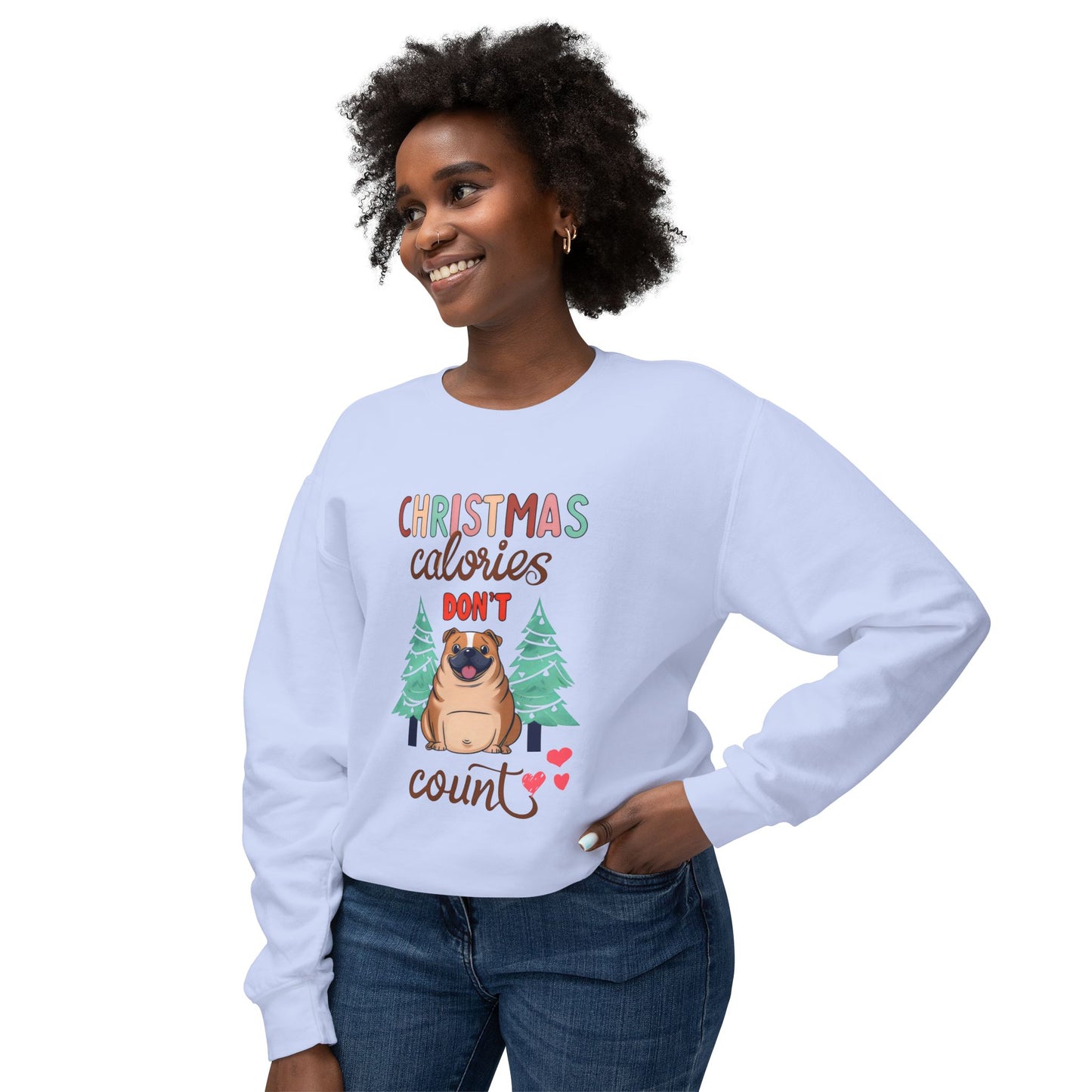 Cute Funny Meme Christmas Calories Don't Count Pug Lover Sweatshirt