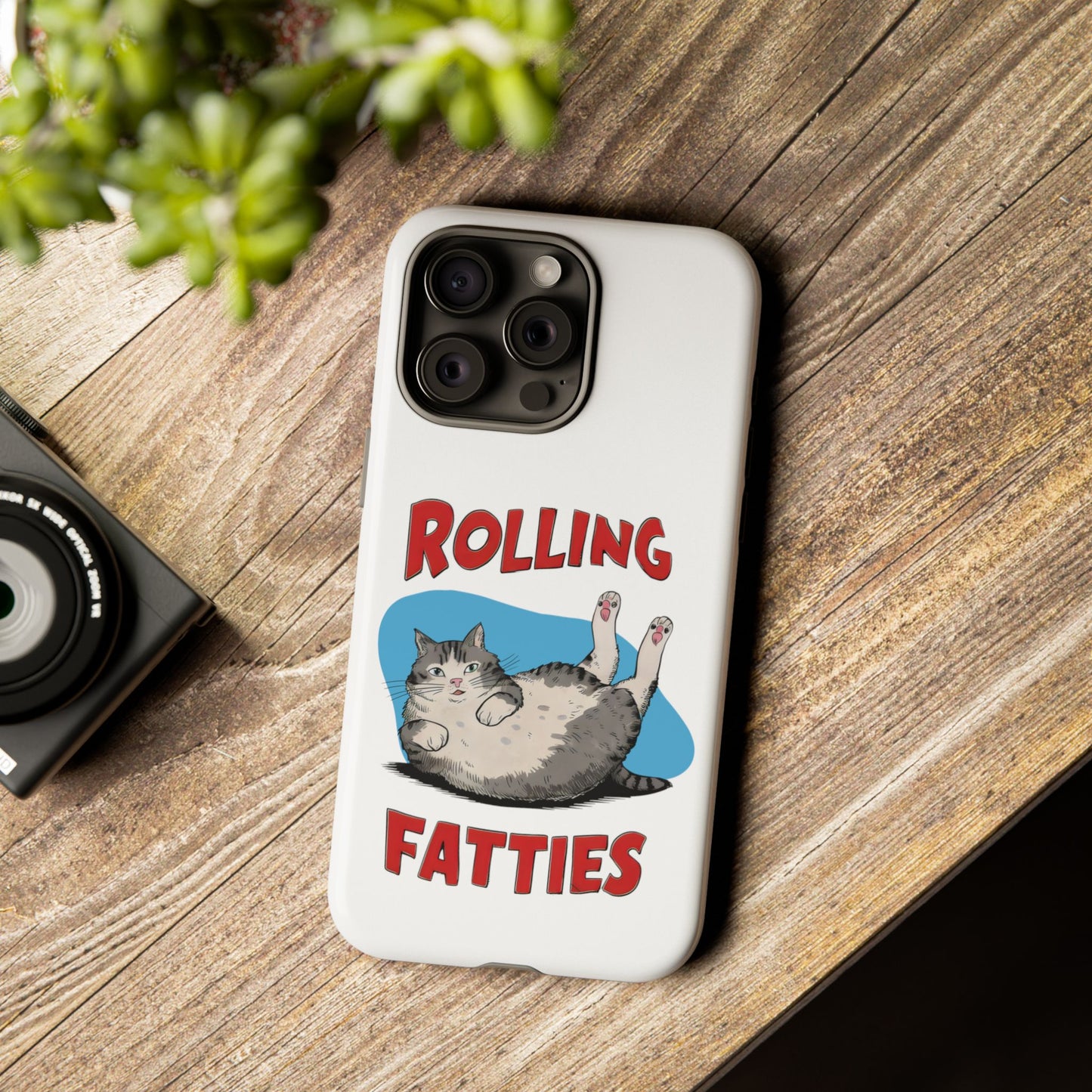 Cute Funny Cat Cartoon Rolling Fatties Meme iPhone Tough Cases