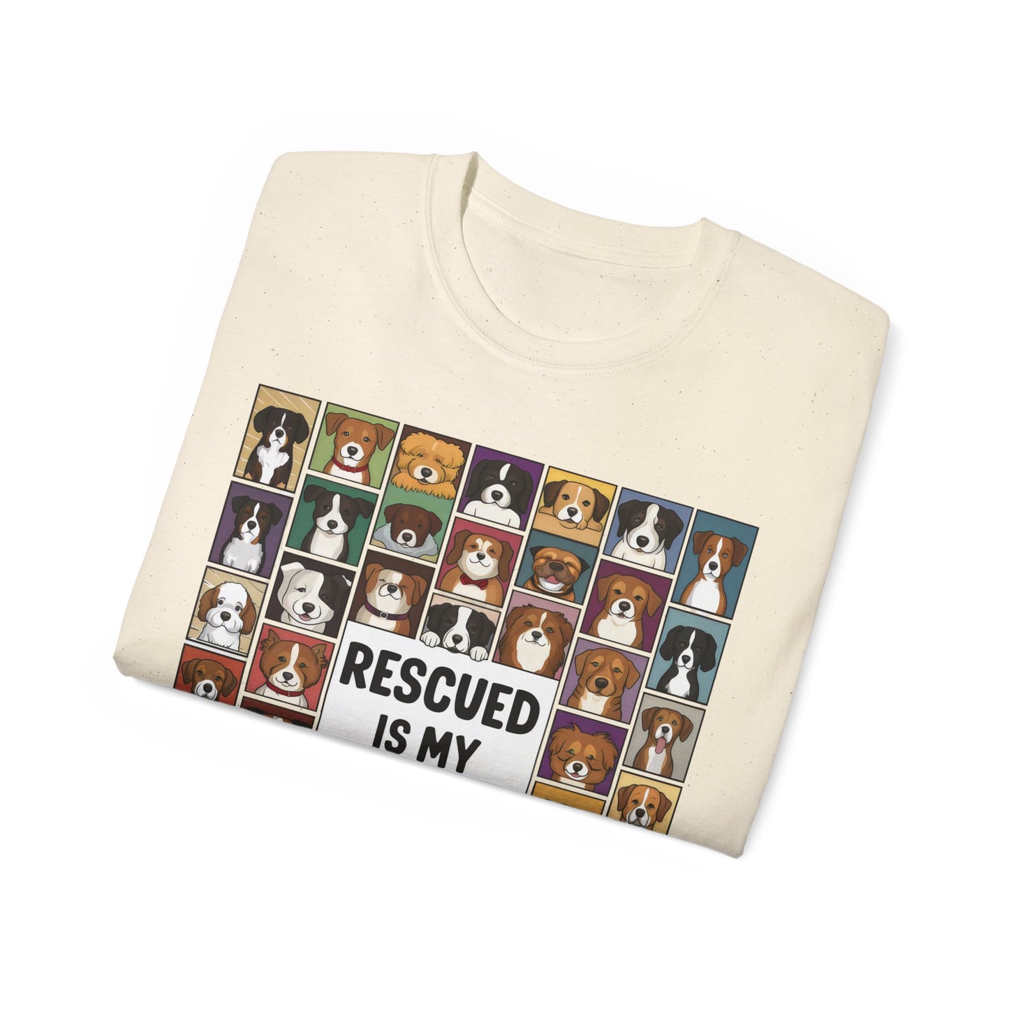 Cute Dog Cartoon Rescued is My Favorite Breed Unisex Organic T-Shirt