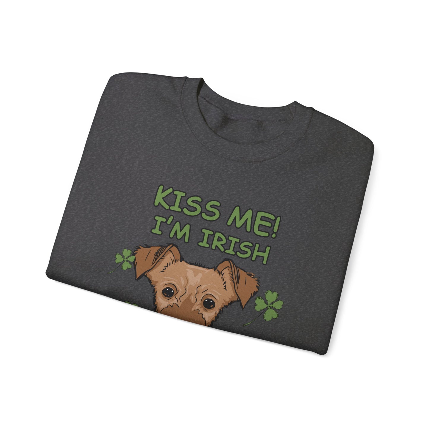 Cute Dog Cartoon St Patrick's Day Irish Terrier Crewneck Sweatshirt