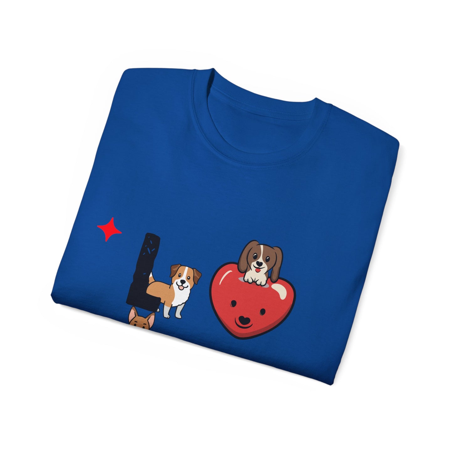 Cute Dog Cartoon Valentine's Day Love Unisex Organic T-Shirt