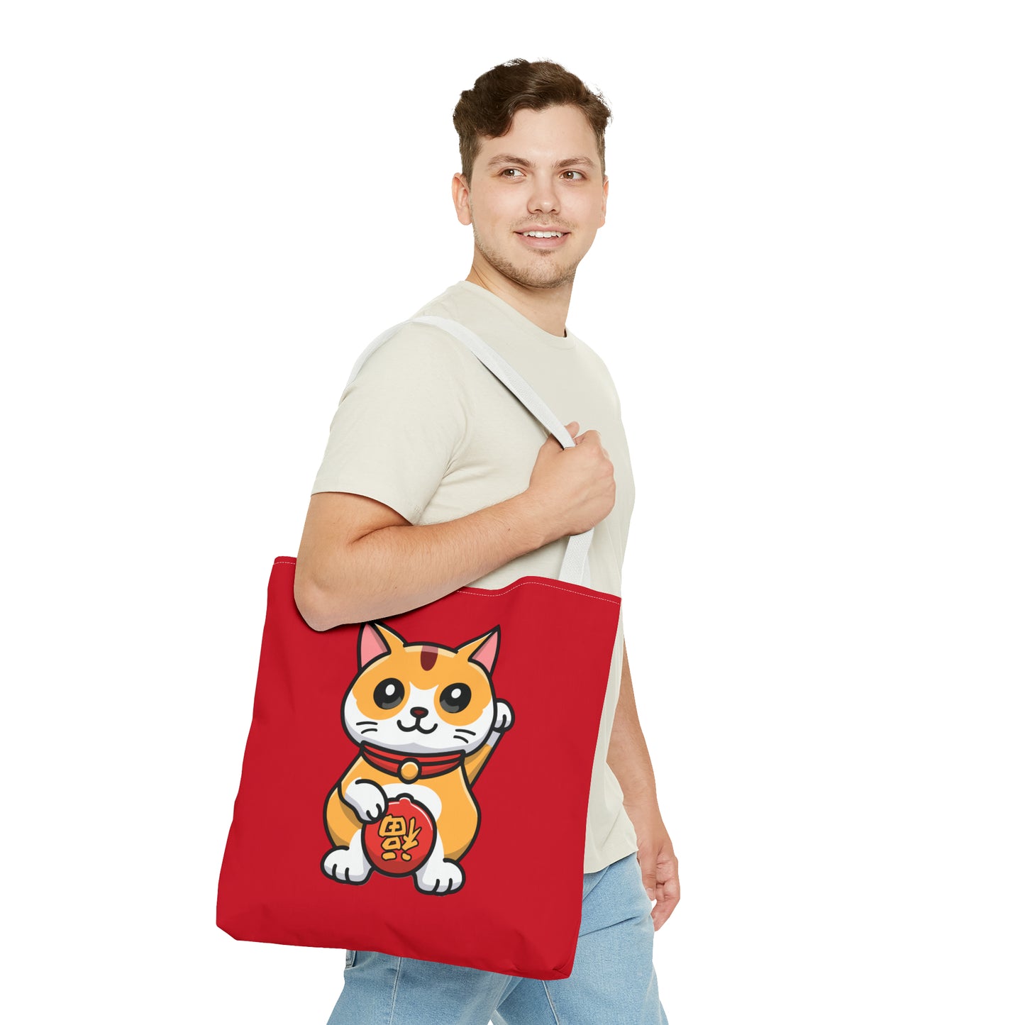 Cute Japanese Lucky Cat Cartoon Chinese New Year Tote Bag