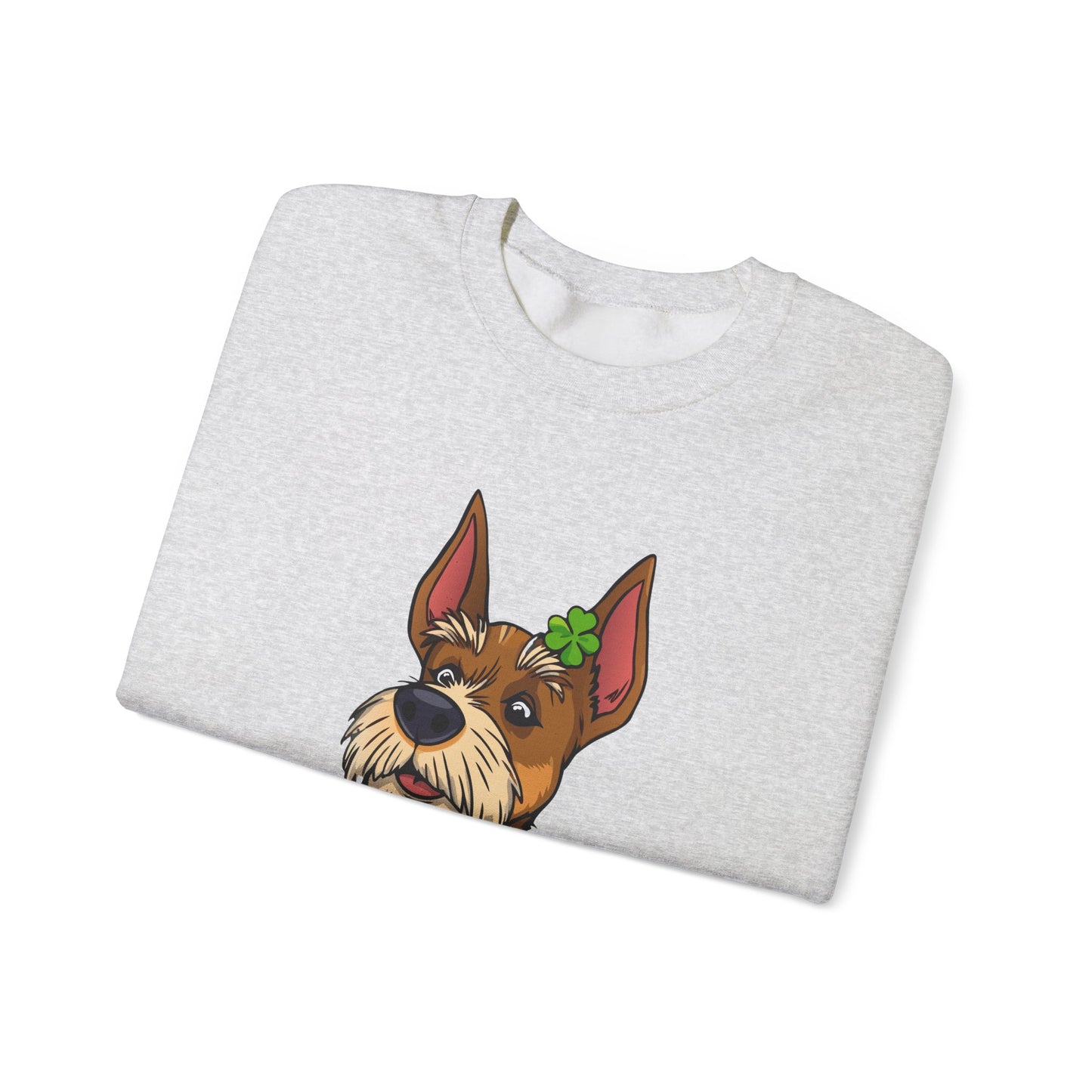 Cute Dog Cartoon Irish Terrier Kiss Me I'm Irish Meme Crewneck Sweatshirt