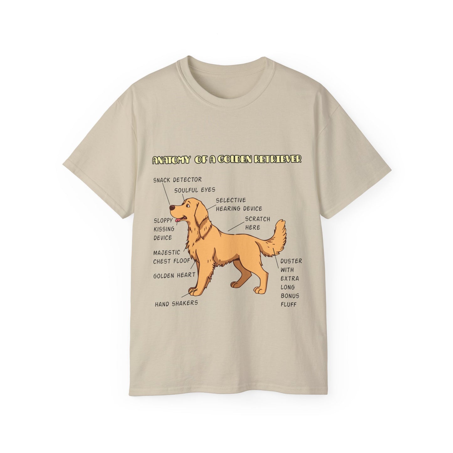 Dog Anatomy Unisex Tee - Cute Golden Retriever Cartoon Design