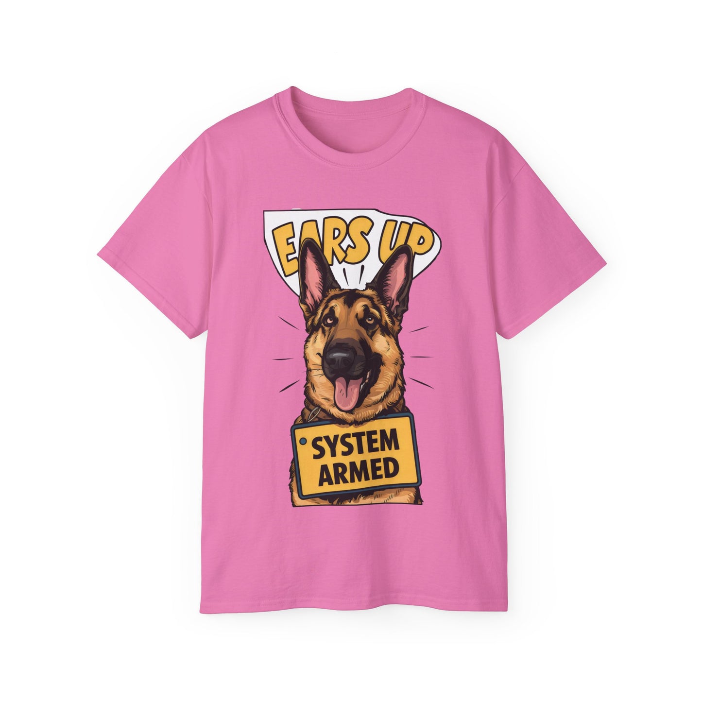 Cute Dog Cartoon Ears Up System Armed Meme Unisex Organic T-Shirt