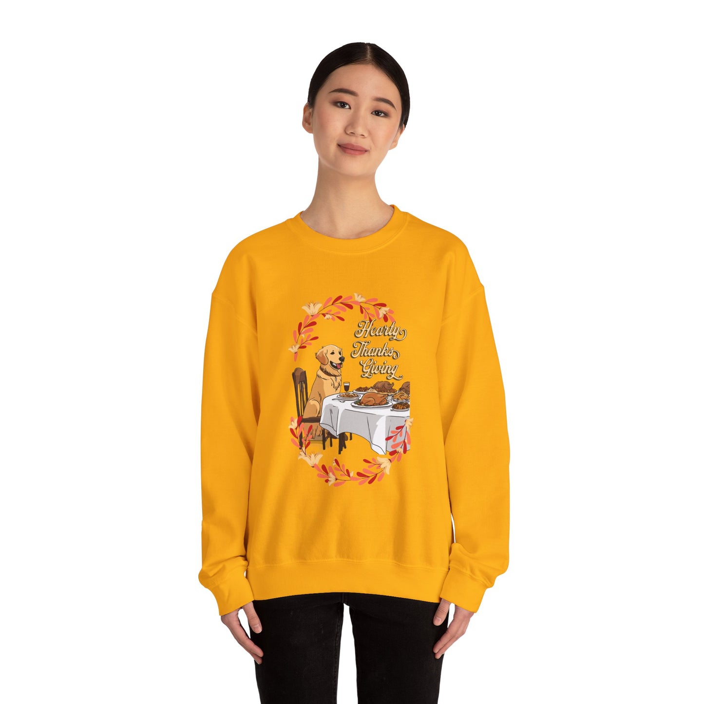 Golden Retriever Hearty Thanksgiving Unisex Crewneck Sweatshirt