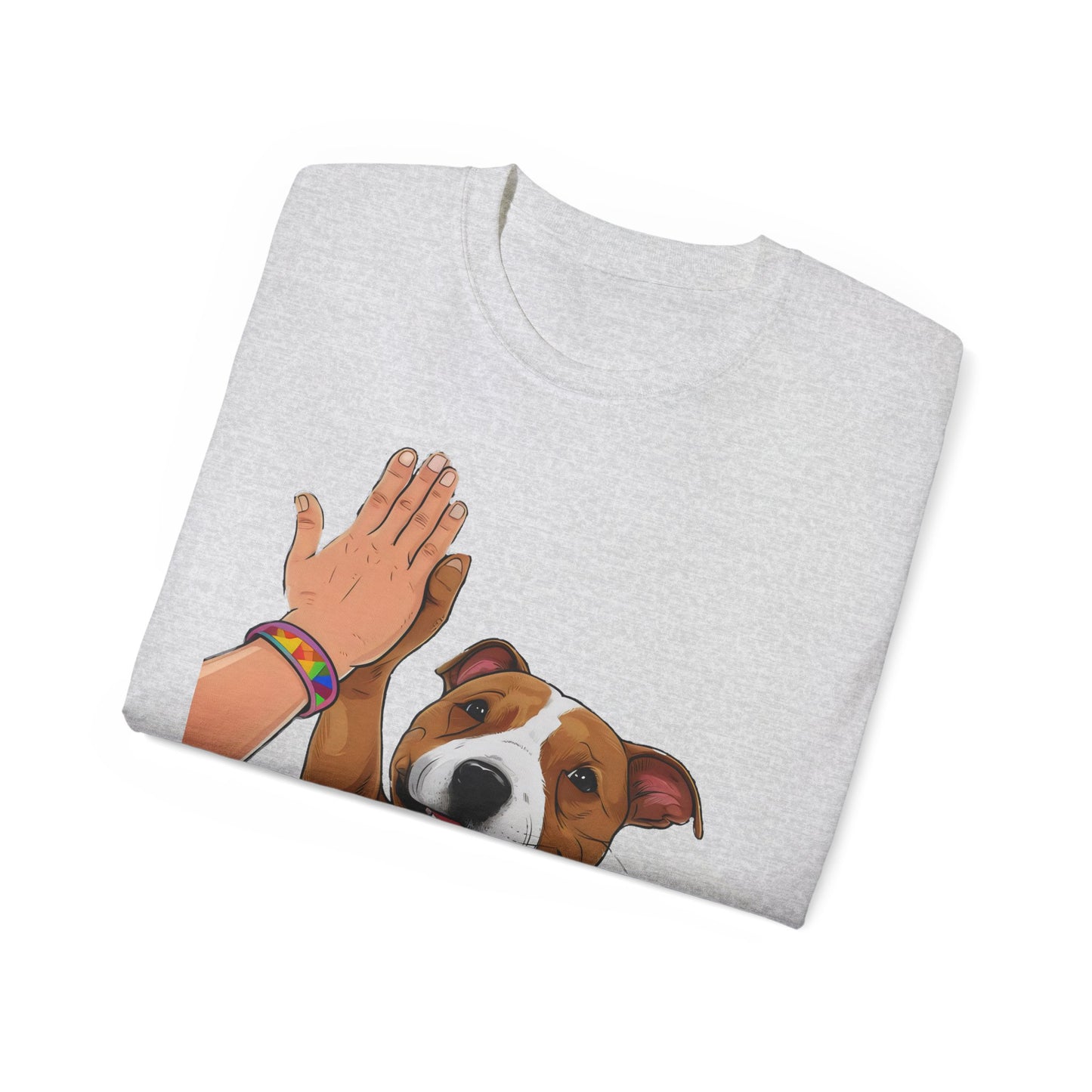 Cute Funny Cartoon Staffordshire Bull Terrier Unisex Organic T-Shirt