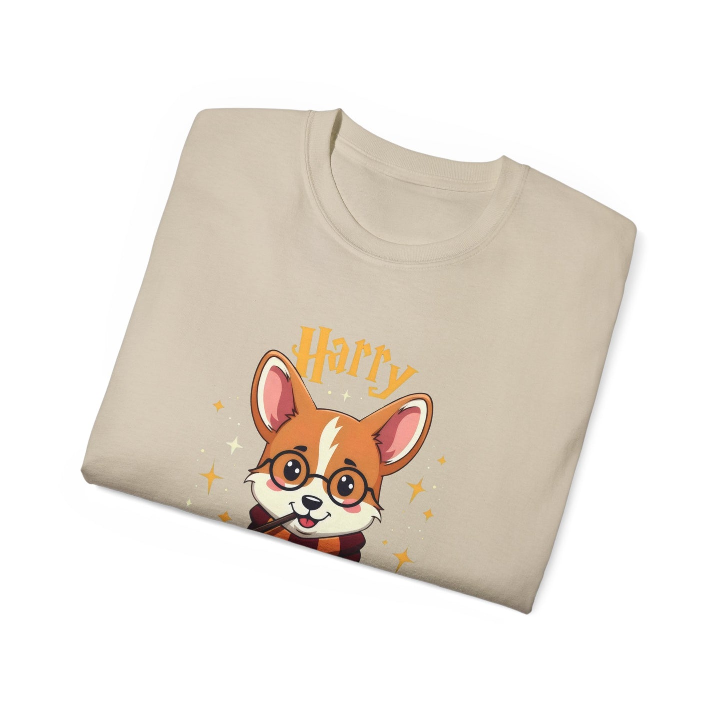 Cute Dog Cartoon Harry Pawter Corgi Unisex Organic T-Shirt