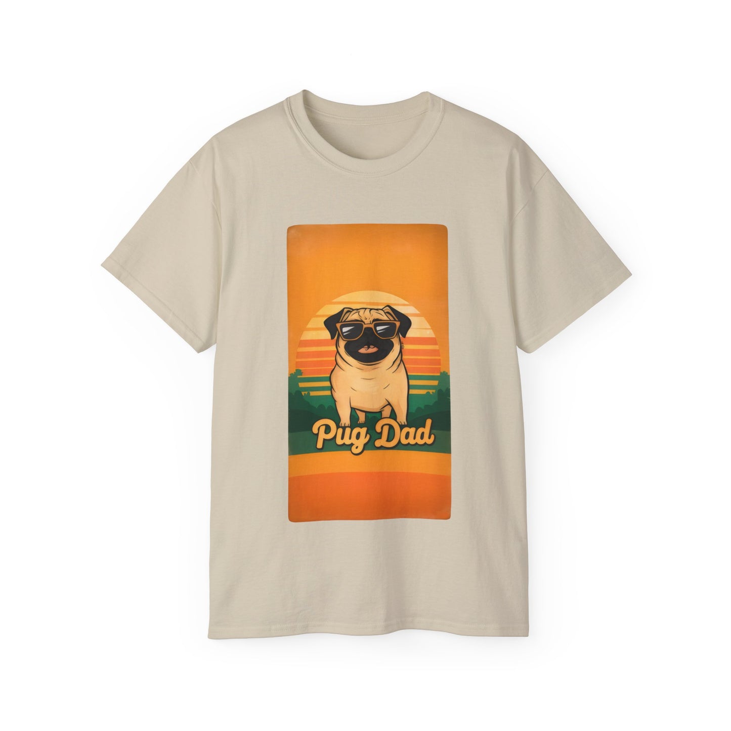 Cute Funny Pug Dad Unisex Organic T-Shirt