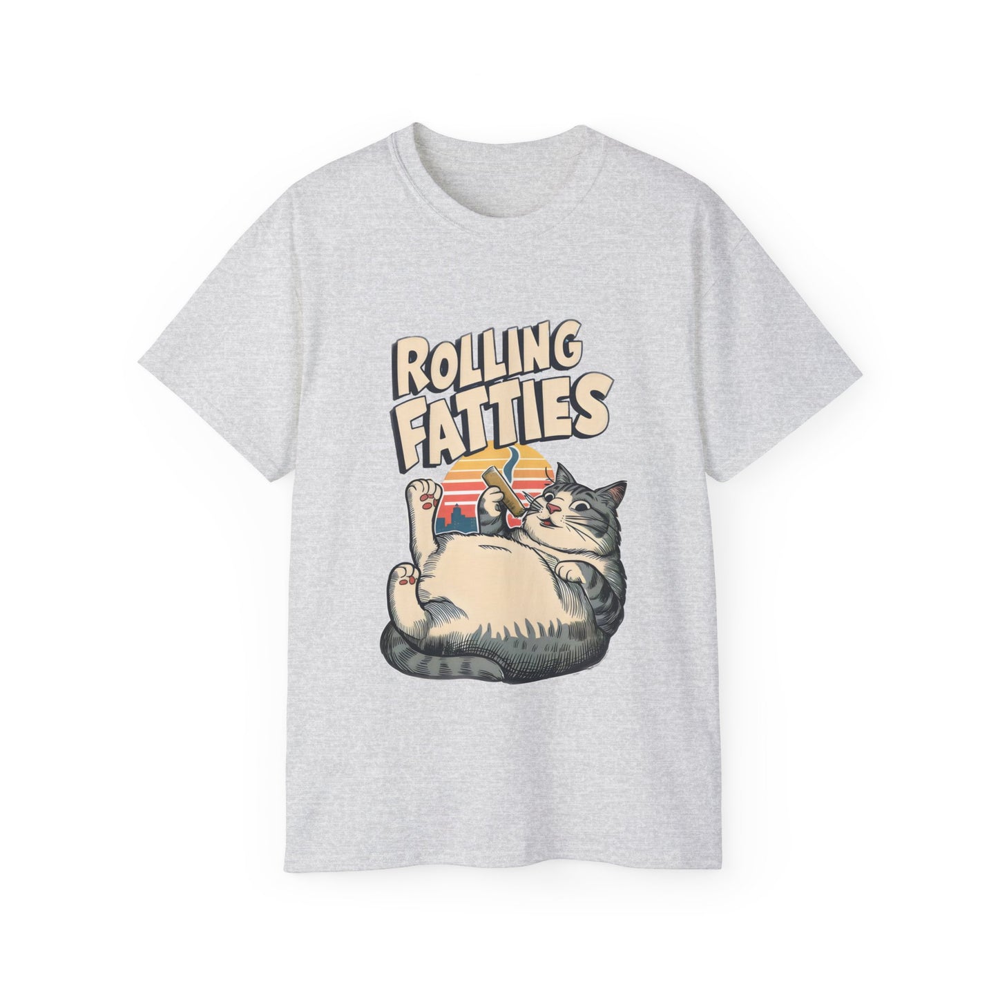 Cute Cat Cartoon Rolling Fatties Unisex Organic T-Shirt