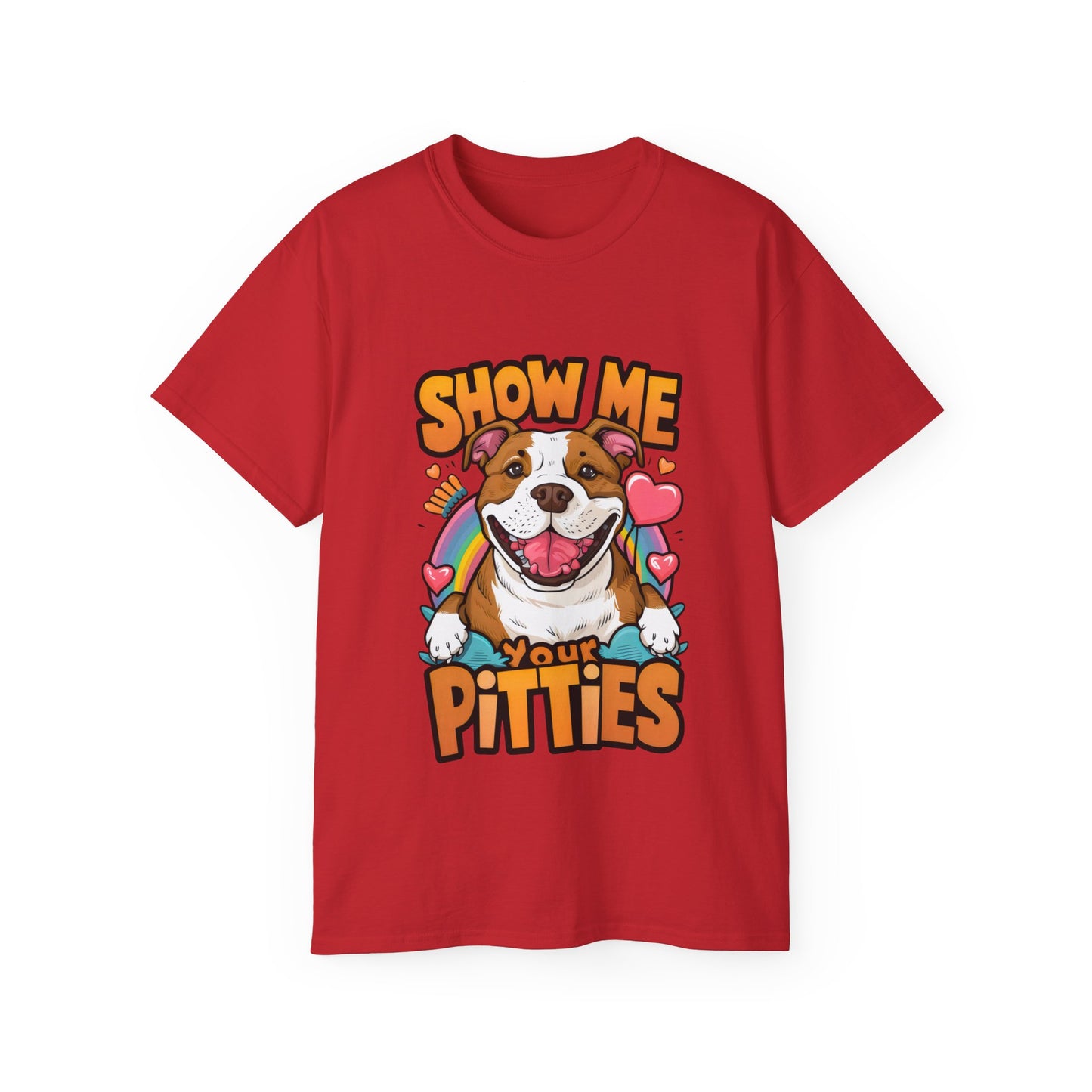 Cute Funny Dog Cartoon Show Me Your Pitties Meme Unisex Organic T-Shirt