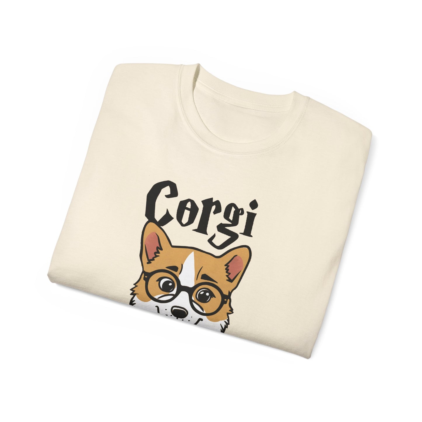 Cute Dog Cartoon Corgi Potter Unisex Organic T-Shirt