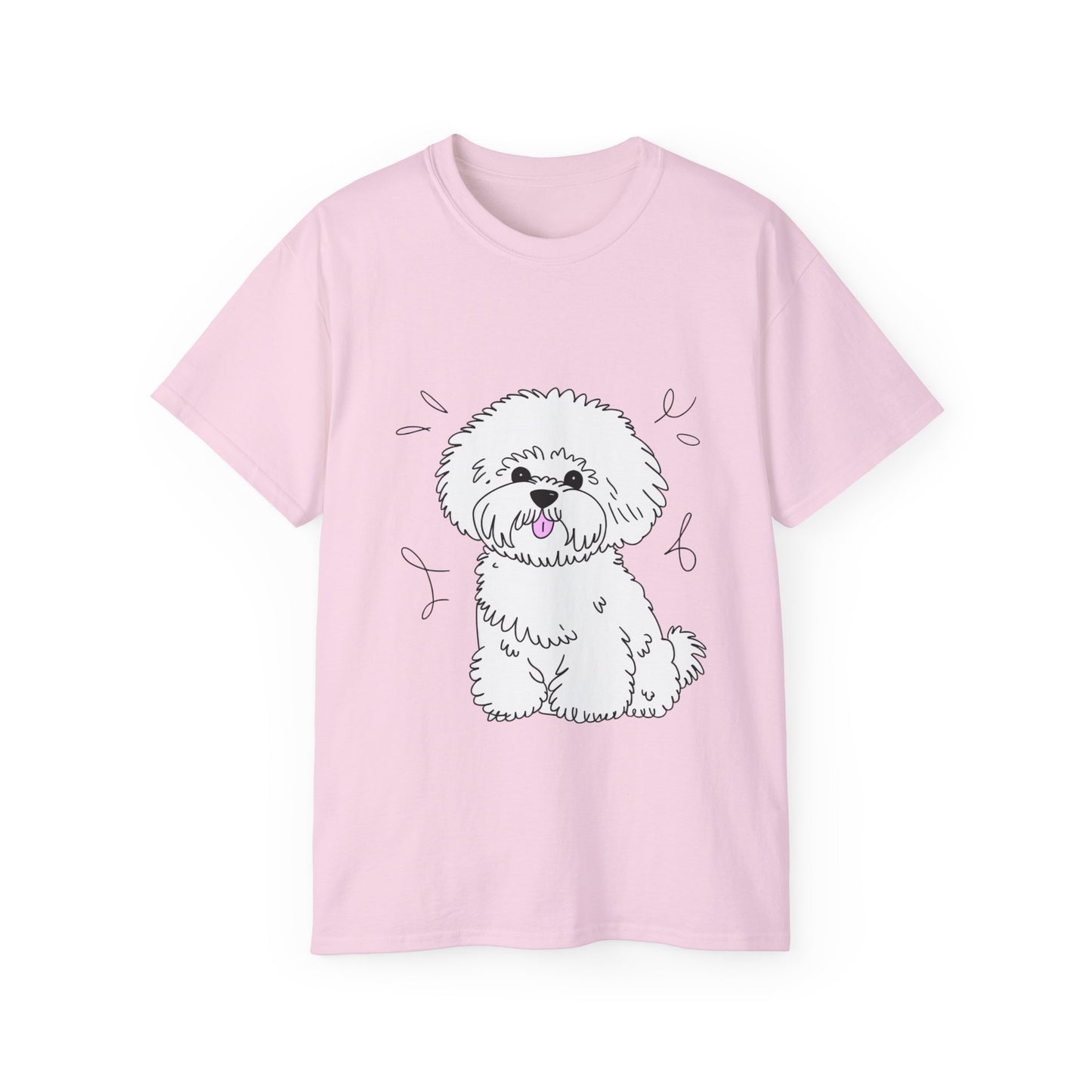 Cute Dog Cartoon Bichon Frise Poodle Unisex Organic T-Shirt